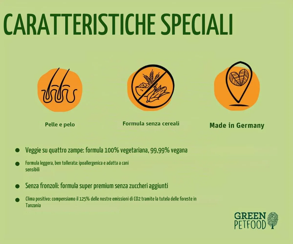 Green Petfood VeggieDog con patata e pisello (1 x 10 kg), per adulti, cibo secco di alta qualità per cani sensibili adulti, vegetariani e senza frumento, con deliziosa pasta di patata dolce - immagine 4