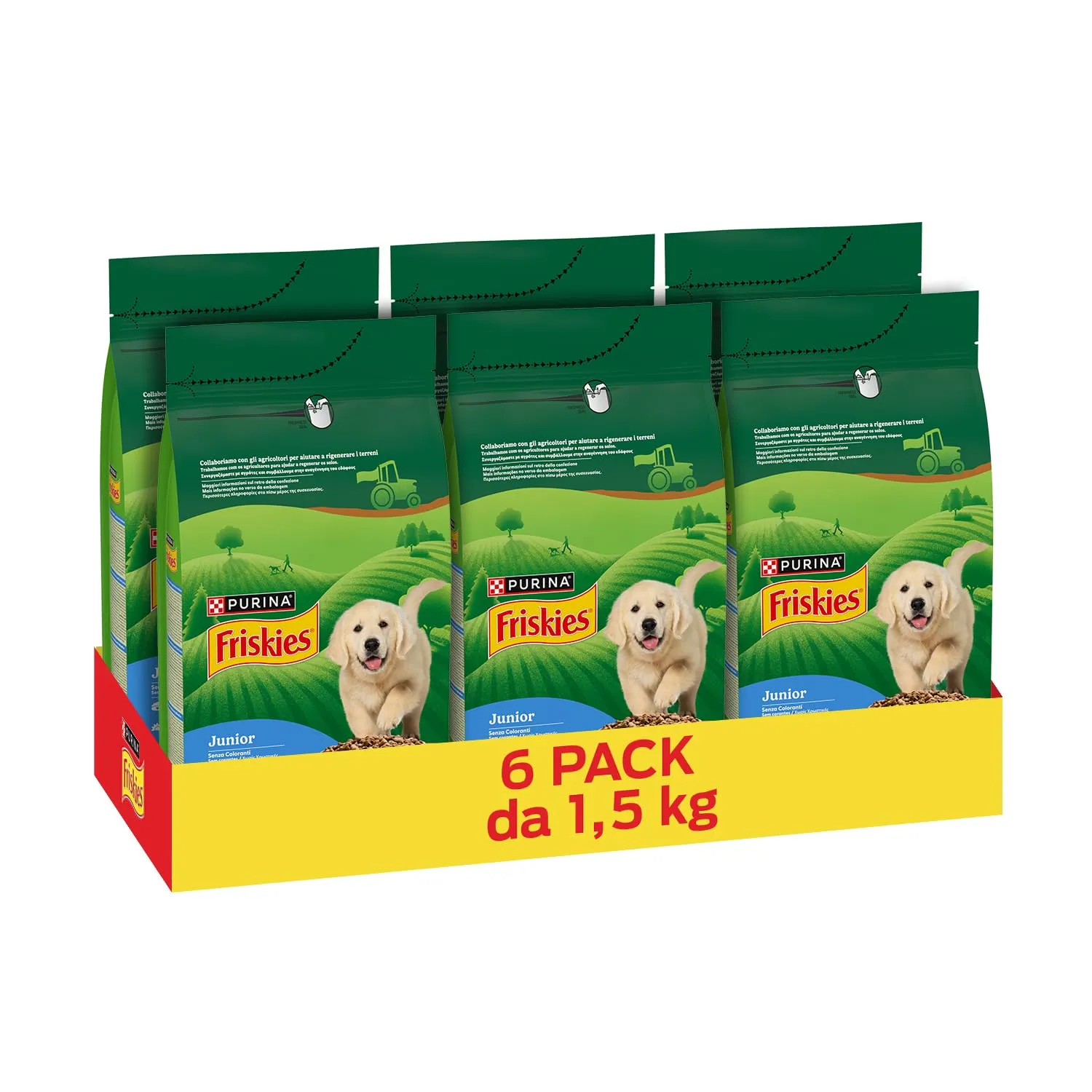 PURINA FRISKIES 5 Promesse Junior Crocchette per Cani Cuccioli con Pollo e Verdure 6 Sacchi da 1.5kg - immagine 1