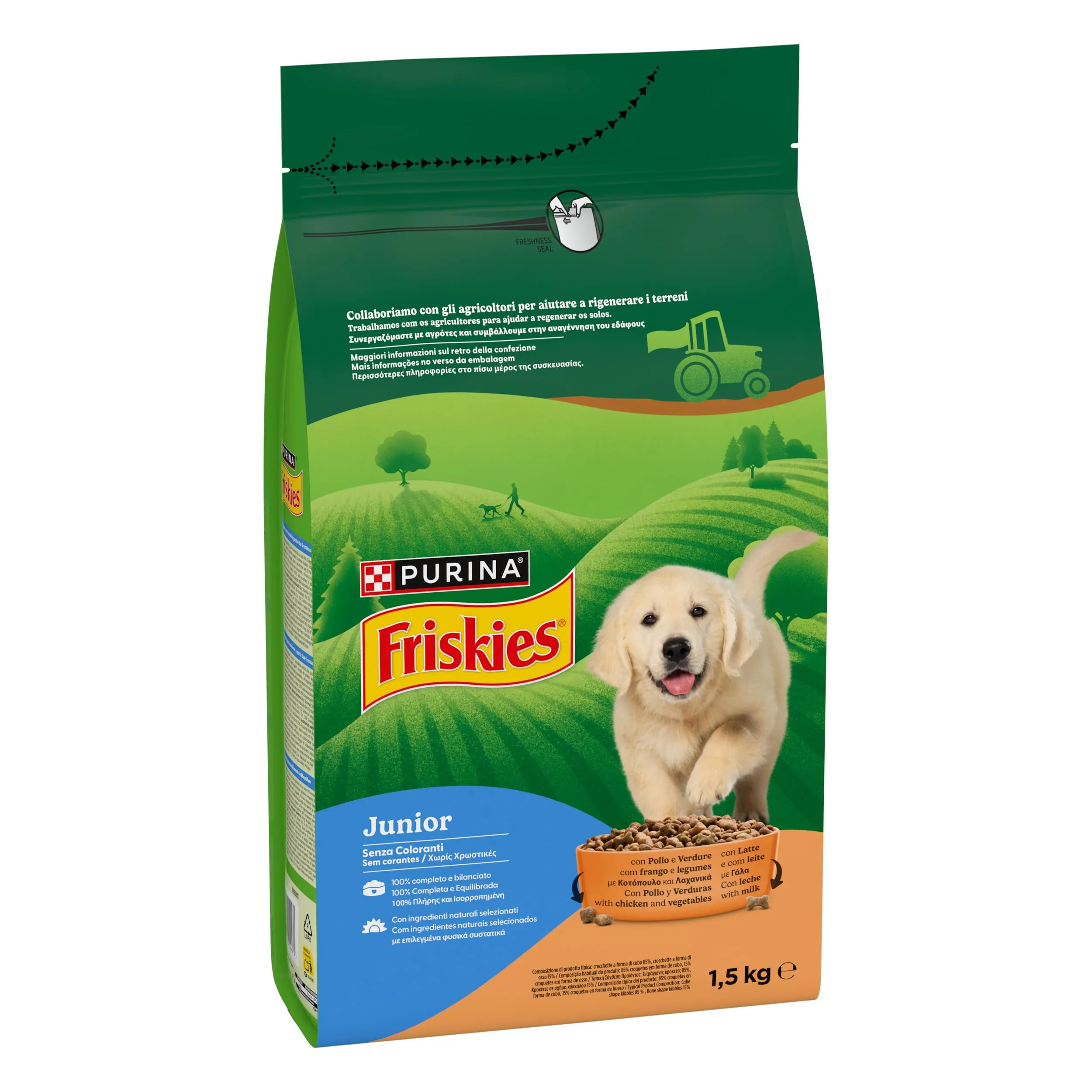 PURINA FRISKIES 5 Promesse Junior Crocchette per Cani Cuccioli con Pollo e Verdure 6 Sacchi da 1.5kg - immagine 2