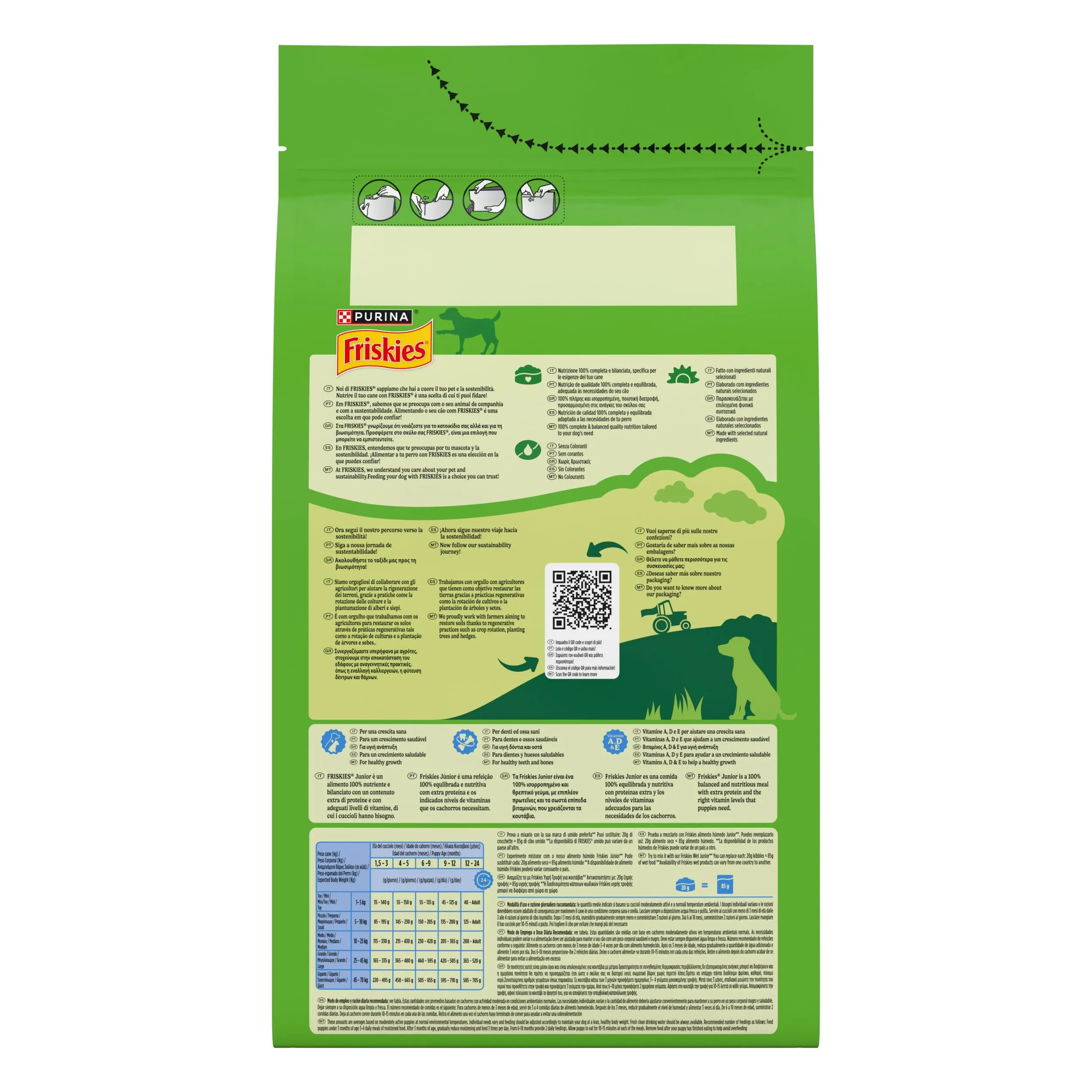 PURINA FRISKIES 5 Promesse Junior Crocchette per Cani Cuccioli con Pollo e Verdure 6 Sacchi da 1.5kg - immagine 5