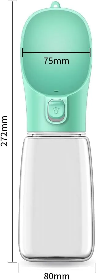 Newaner 550ml Borraccia Portatile per Cani, Dispenser per Acqua Antibatterica per Alimenti per Animali Domestici Perdita Prova Cane Gatto Bottiglia da Viaggio, Bere all'aperto Pet verde - immagine 5