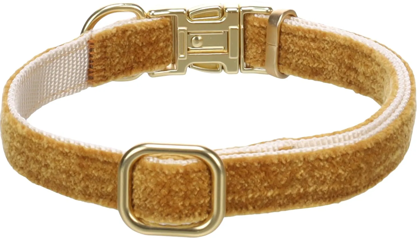 collare cane - saba giallo - nylon velluto - regolabile - chiusura dorata - s 30-45cm - immagine 2