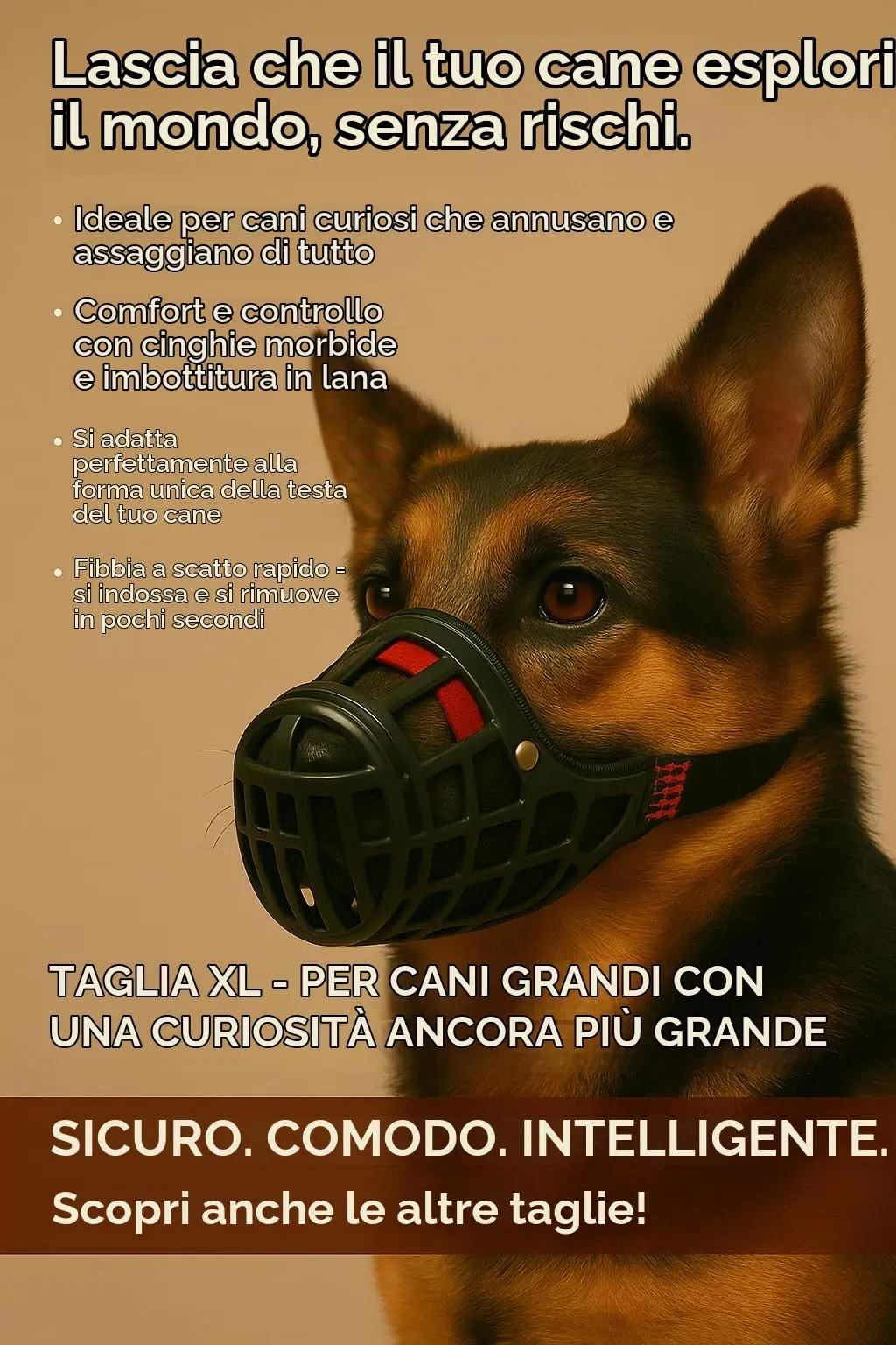 Museruola per cani – museruola cani taglia XS – in plastica leggera e regolabile – comfort e sicurezza – per passeggiate, addestramento e viaggi – Flamingo Museruola Silas XS - immagine 4