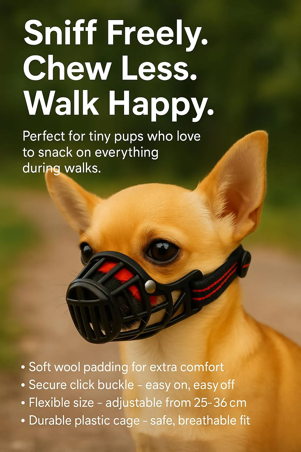 Museruola per cani – museruola cani taglia L – in plastica leggera e regolabile – comfort e sicurezza – per passeggiate, addestramento e viaggi – Flamingo Museruola Silas L - immagine 2