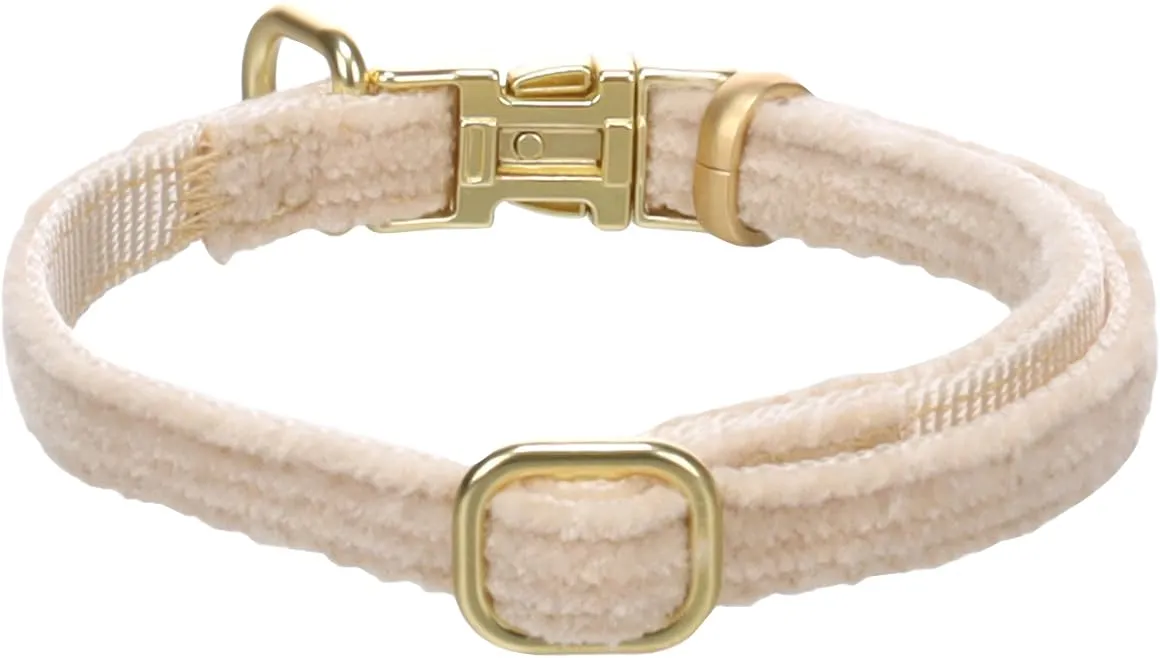 collare cane - saba beige - nylon velluto - regolabile - chiusura dorata - xs 20-35cm - immagine 2