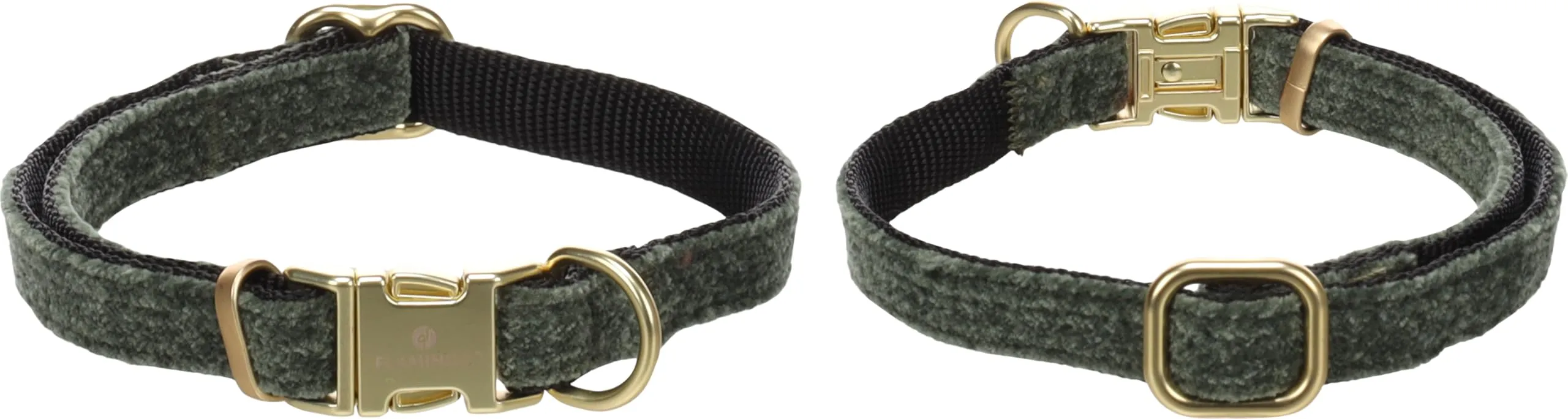 collare cane - saba verde - nylon velluto - regolabile - chiusura dorata - xs 20-35cm - immagine 3