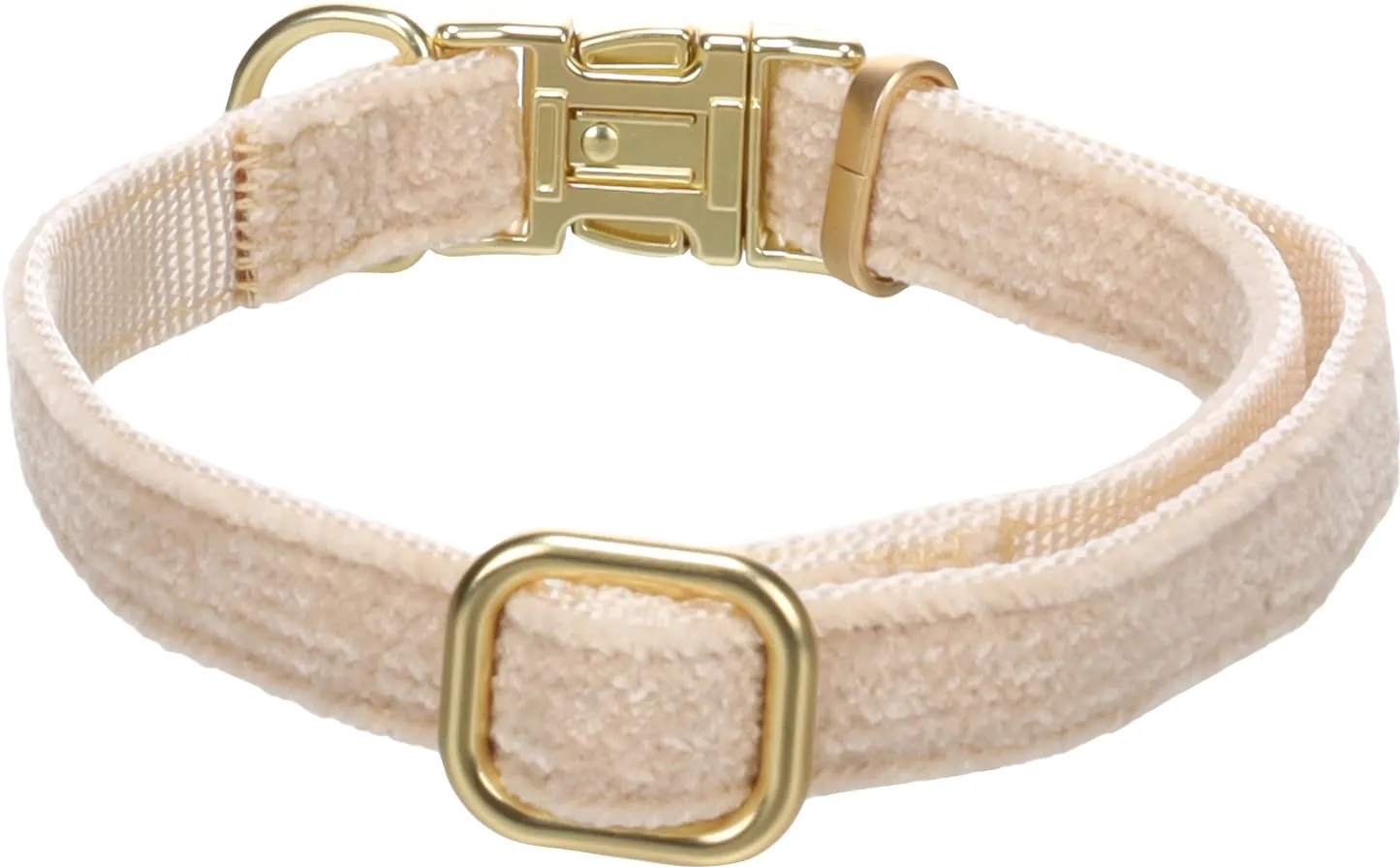 collare cane - saba beige - nylon velluto - regolabile - chiusura dorata - s 30-45cm - immagine 2
