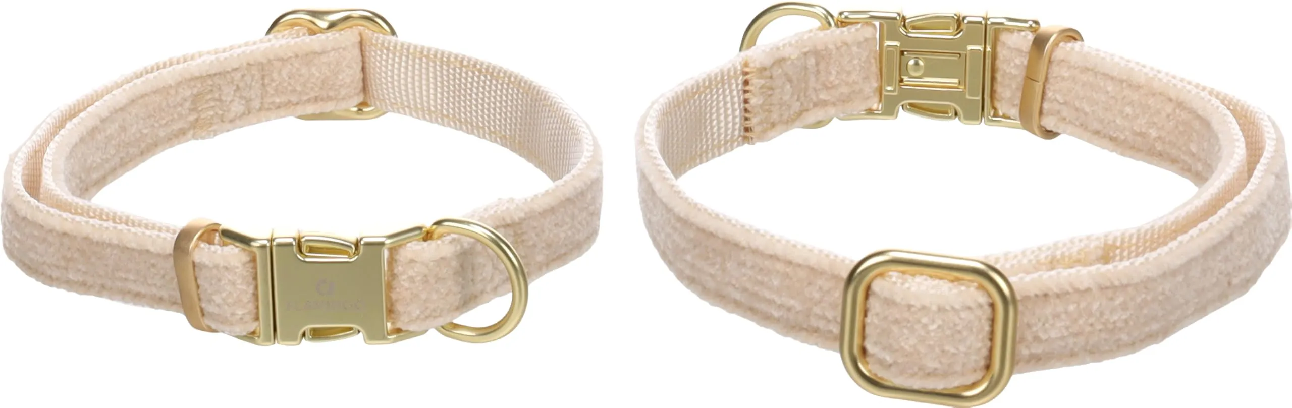 collare cane - saba beige - nylon velluto - regolabile - chiusura dorata - s 30-45cm - immagine 3