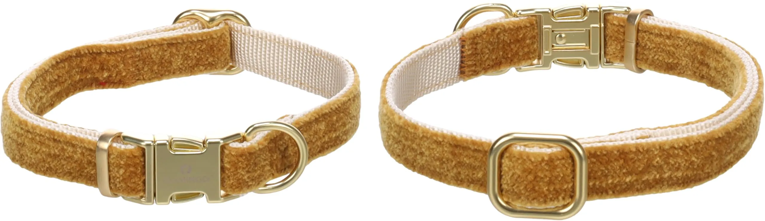 collare cane - saba giallo - nylon velluto - regolabile - chiusura dorata - xs 20-35cm - immagine 3