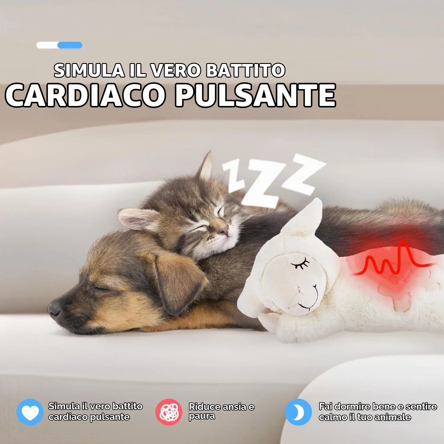 All For Paws All For Paws Tutto per Paws Afp Little Buddy - Battito Cardiaco Pecora Bianco - immagine 2