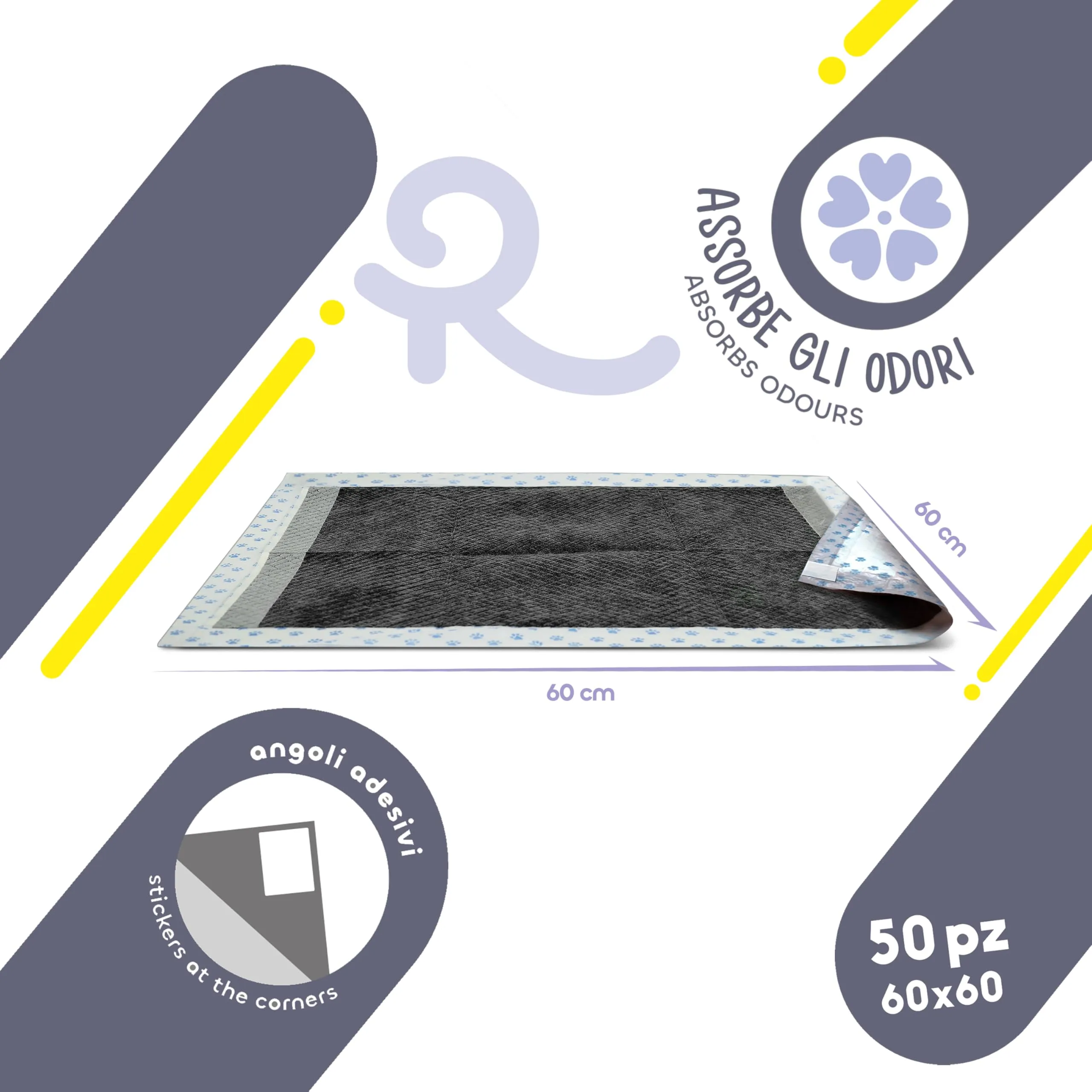 Record Tapiss Tappetini per Cani Usa e Getta Ultra Assorbenti ai Carboni Attivi con Base Impermeabile. Traverse per cani con Pura cellulosa e Angoli Adesivi|Confezione 50 tappetini, Misure 60 x 60 cm - immagine 4