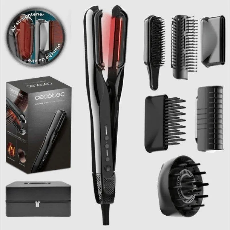 Piastra per Capelli Ceramica Cecotec AirLisse 6in1 iTwerk Platinum 230ºC 4 Impostazioni Ionica Secco e Umido Nero - immagine 1