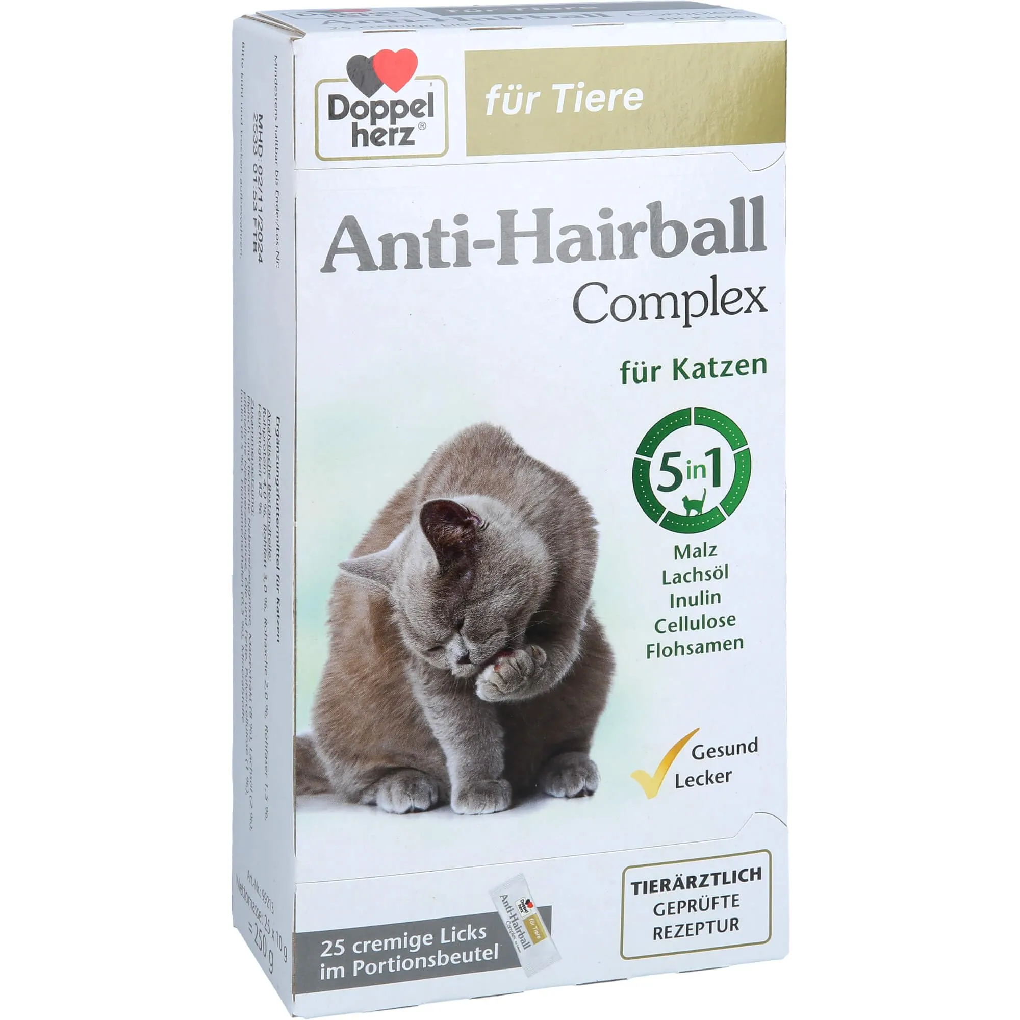 Doppelherz Complesso Anti-Hairball per Gatti - Promuove la finitura naturale dei peli inghiottiti e riduce le palle di pelo - 25 leccate - immagine 3