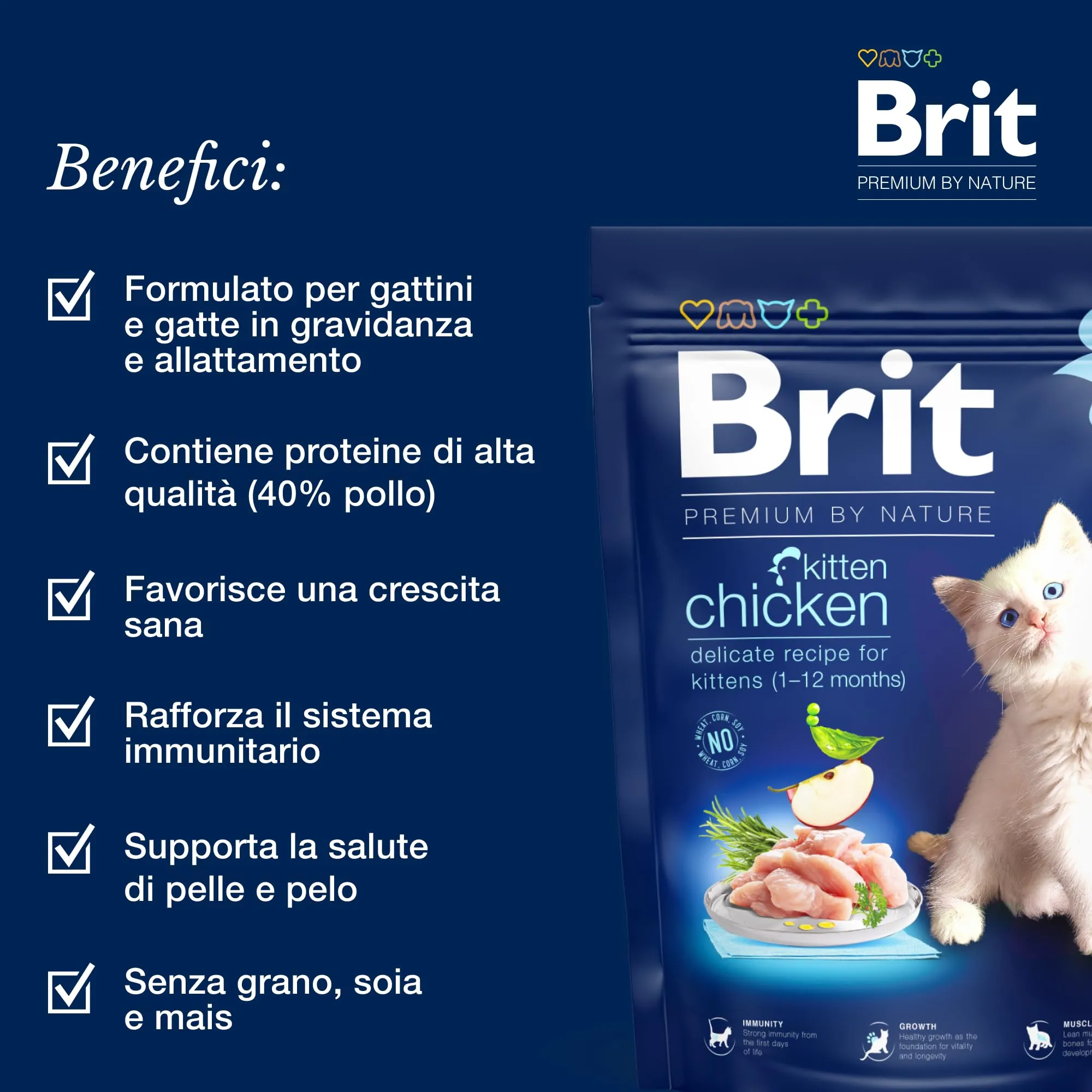 Brit Premium - Cibo Secco per Gattini e Gatte in Allattamento, Pollo, 8 kg - immagine 2