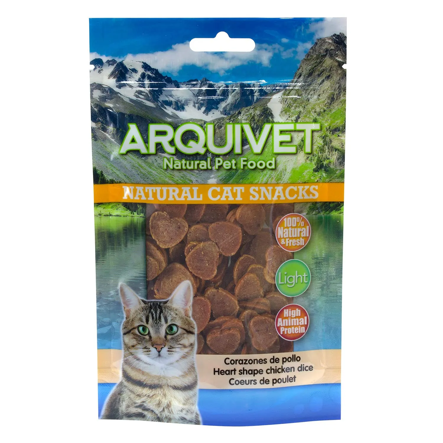 ARQUIVET Pack 24 unità - Cuori di pollo 50 gr - Snack 100% naturali per gatti - Prodotto a basso contenuto di grassi, leggero - Natural Cat Snacks - immagine 4