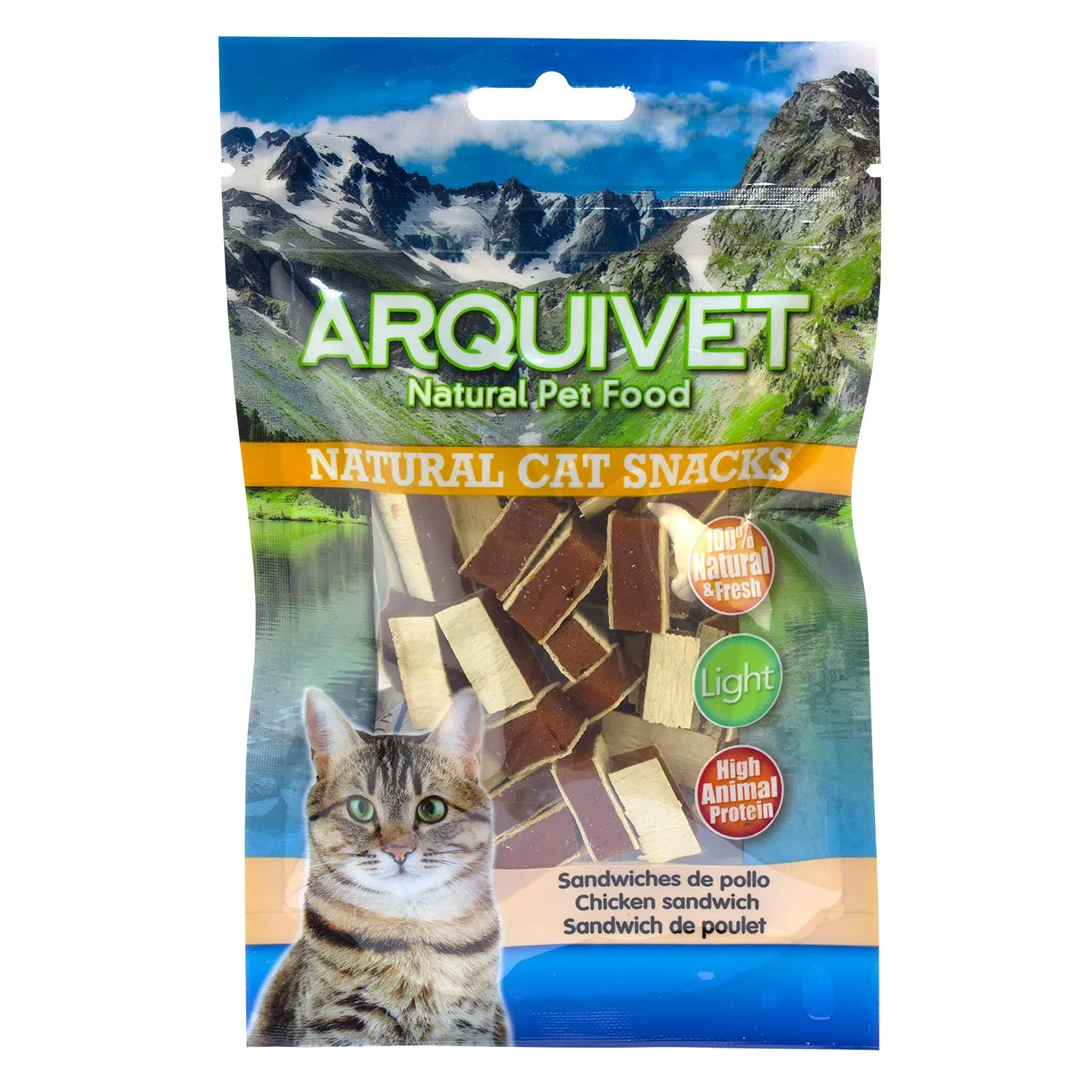 ARQUIVET Pack 24 unità - Sandwich di pollo - 50 gr - Panini al pollo - Snack 100% naturali per gatti - Prodotto a basso contenuto di grassi, leggero - Natural Cat Snacks - immagine 4
