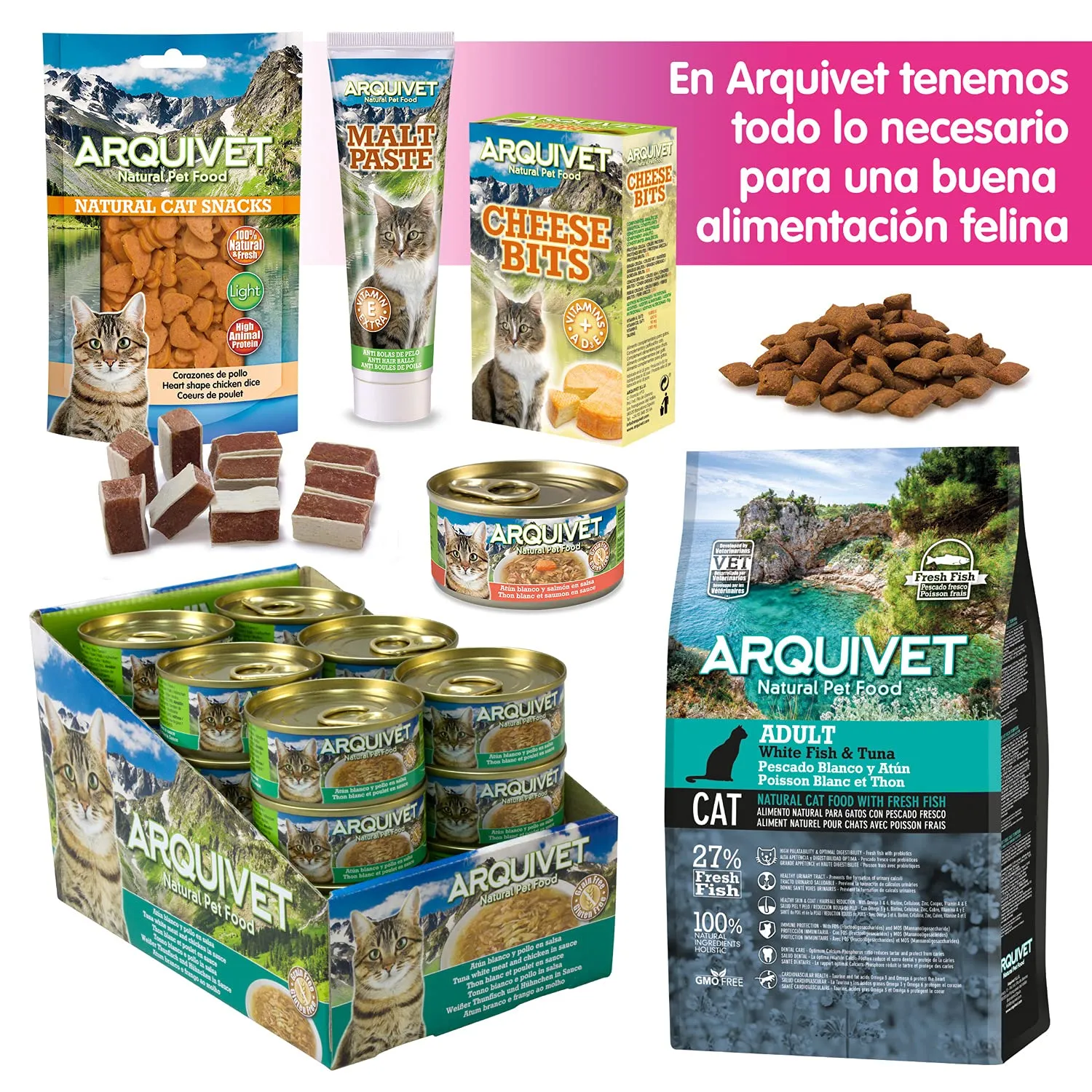 ARQUIVET Pack 24 unità - Sandwich di pollo - 50 gr - Panini al pollo - Snack 100% naturali per gatti - Prodotto a basso contenuto di grassi, leggero - Natural Cat Snacks - immagine 6