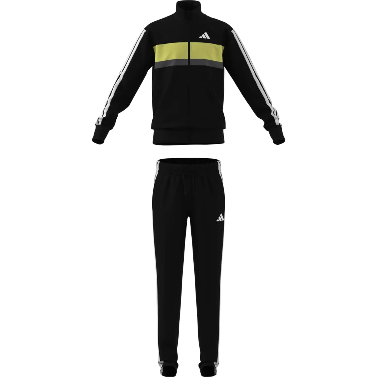 adidas Unisex - Bambini e ragazzi Seasonal Essentials Tiberio 3 Stripes Tricot Track Suit, Black/White/Pure Lemon, 7-8 Years - immagine 4