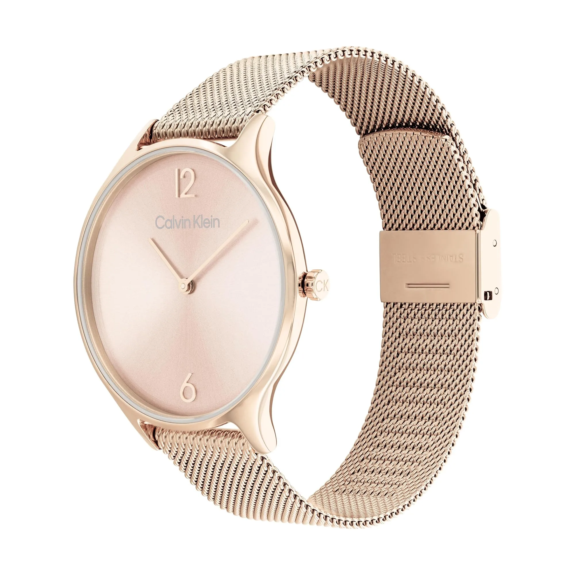Calvin Klein Orologio Analogico al Quarzo da Donna Collezione TIMELESS MESH 38MM con Cinturino in Maglia Metallica in Acciaio Inossidabile Color Oro Rosso - 25200002 - immagine 2