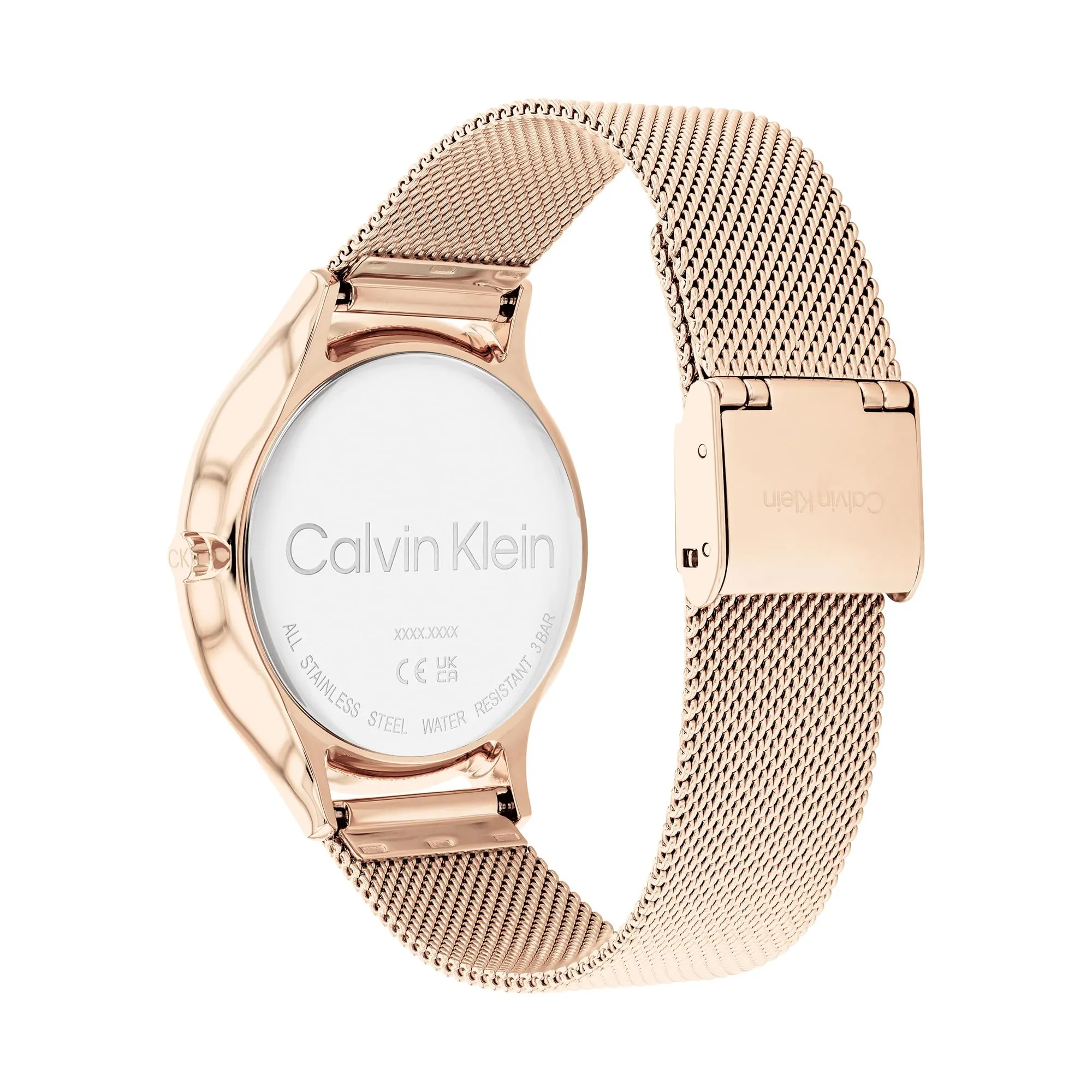 Calvin Klein Orologio Analogico al Quarzo da Donna Collezione TIMELESS MESH 38MM con Cinturino in Maglia Metallica in Acciaio Inossidabile Color Oro Rosso - 25200002 - immagine 3