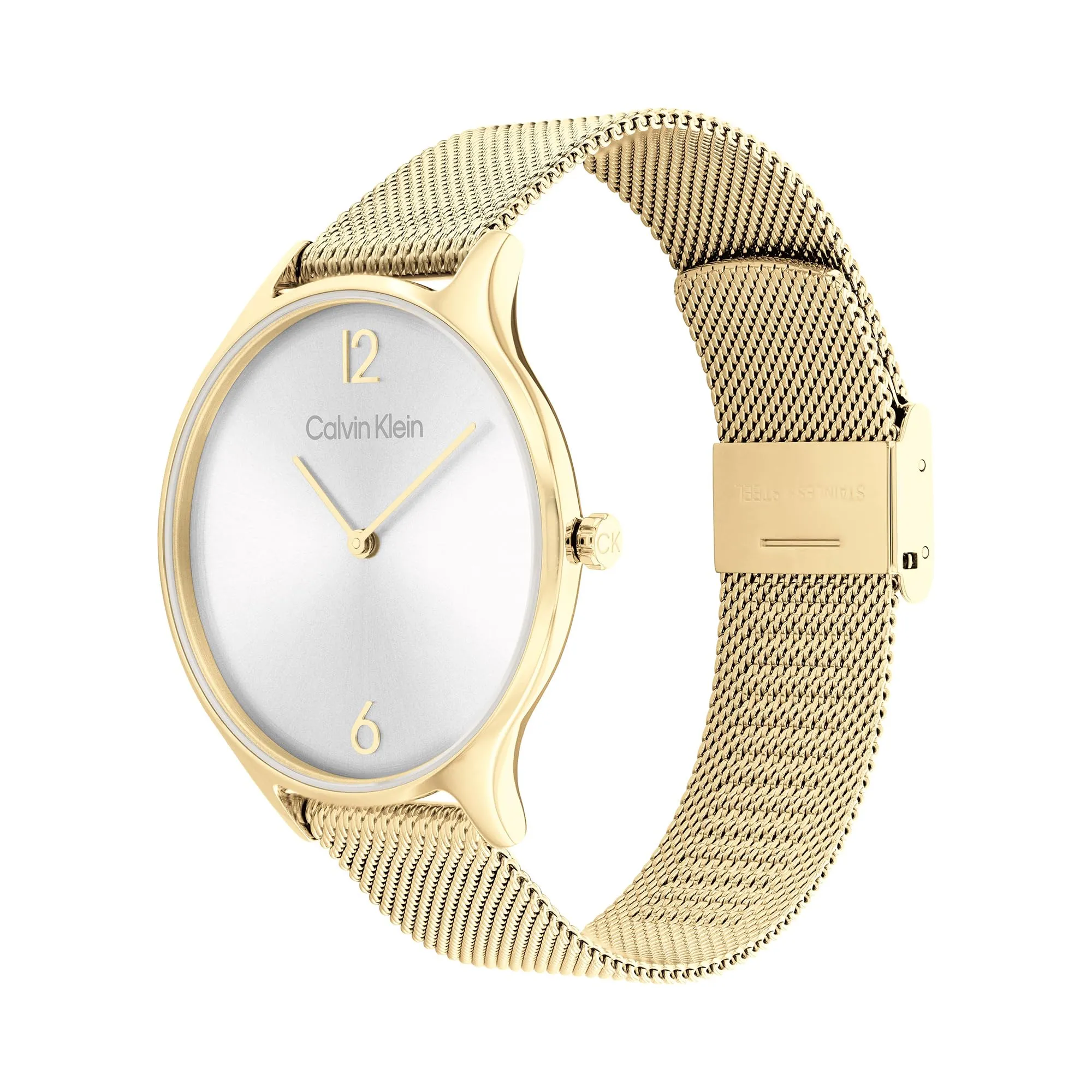 Calvin Klein Orologio Analogico al Quarzo da Donna Collezione TIMELESS MESH 38MM con Cinturino in Maglia Metallica in Acciaio Inossidabile di Colore Dorato - 25200003 - immagine 2