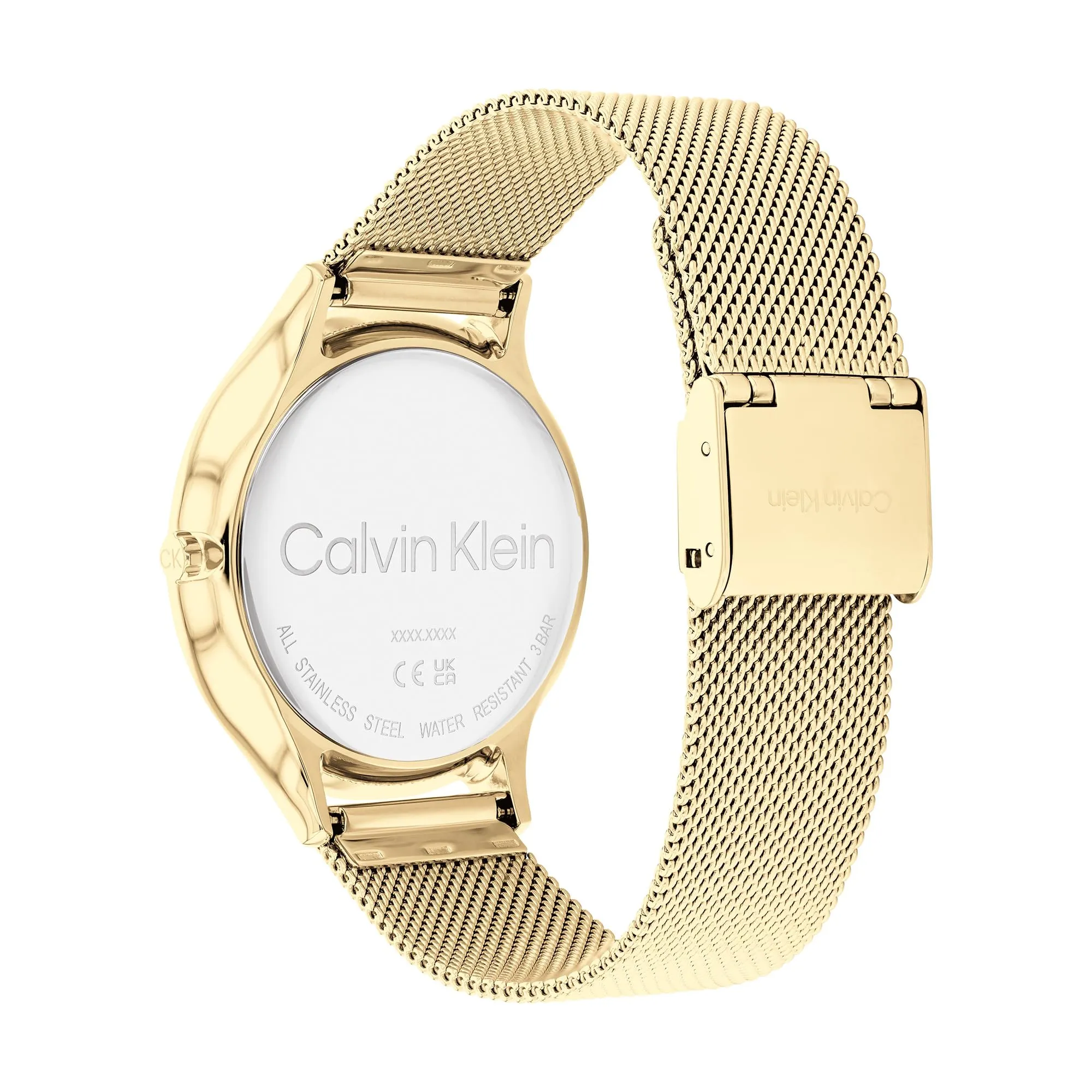 Calvin Klein Orologio Analogico al Quarzo da Donna Collezione TIMELESS MESH 38MM con Cinturino in Maglia Metallica in Acciaio Inossidabile di Colore Dorato - 25200003 - immagine 3
