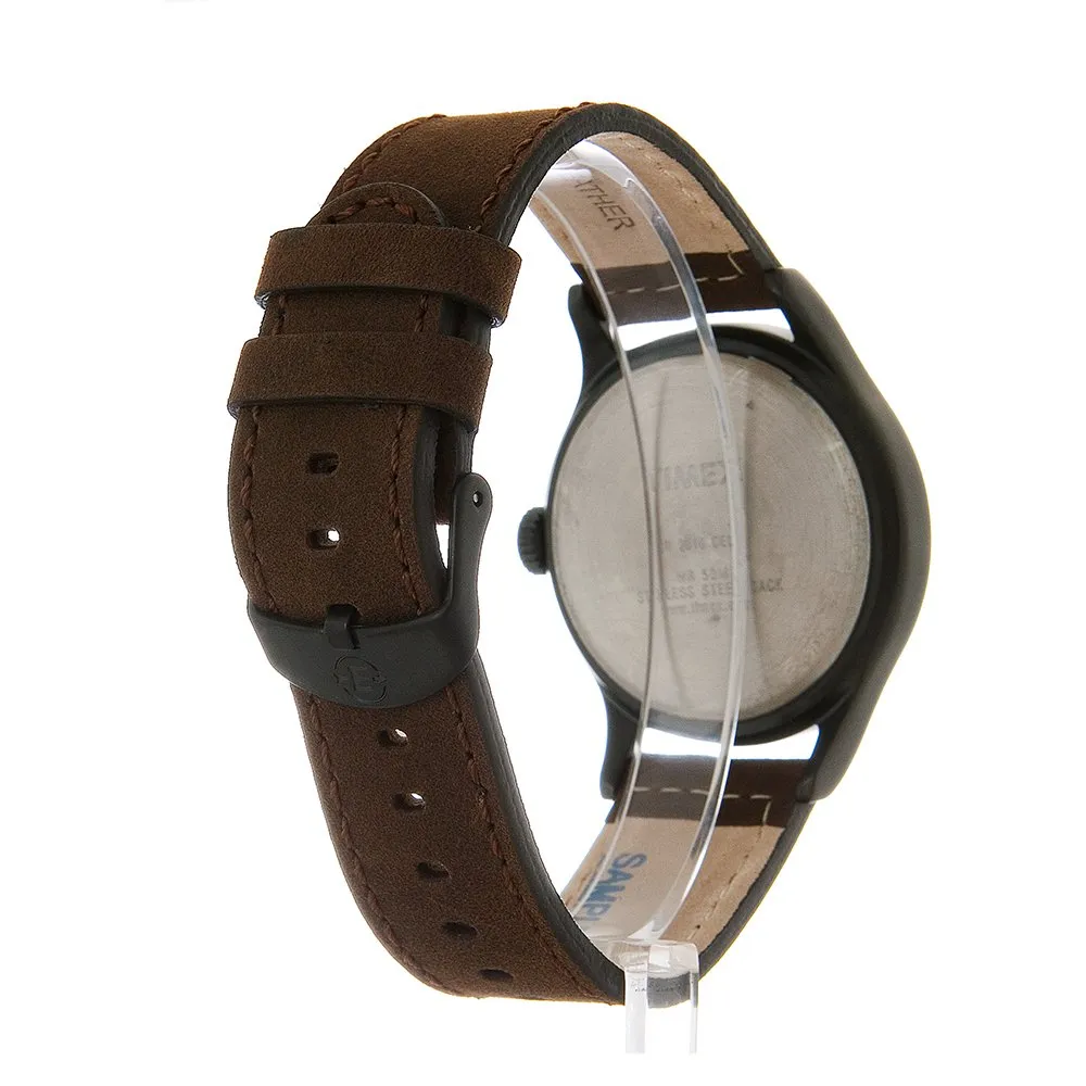 Timex T49963 Orologio da Polso al Quarzo, Analogico, Unisex, Pelle, Beige/Marrone - immagine 2