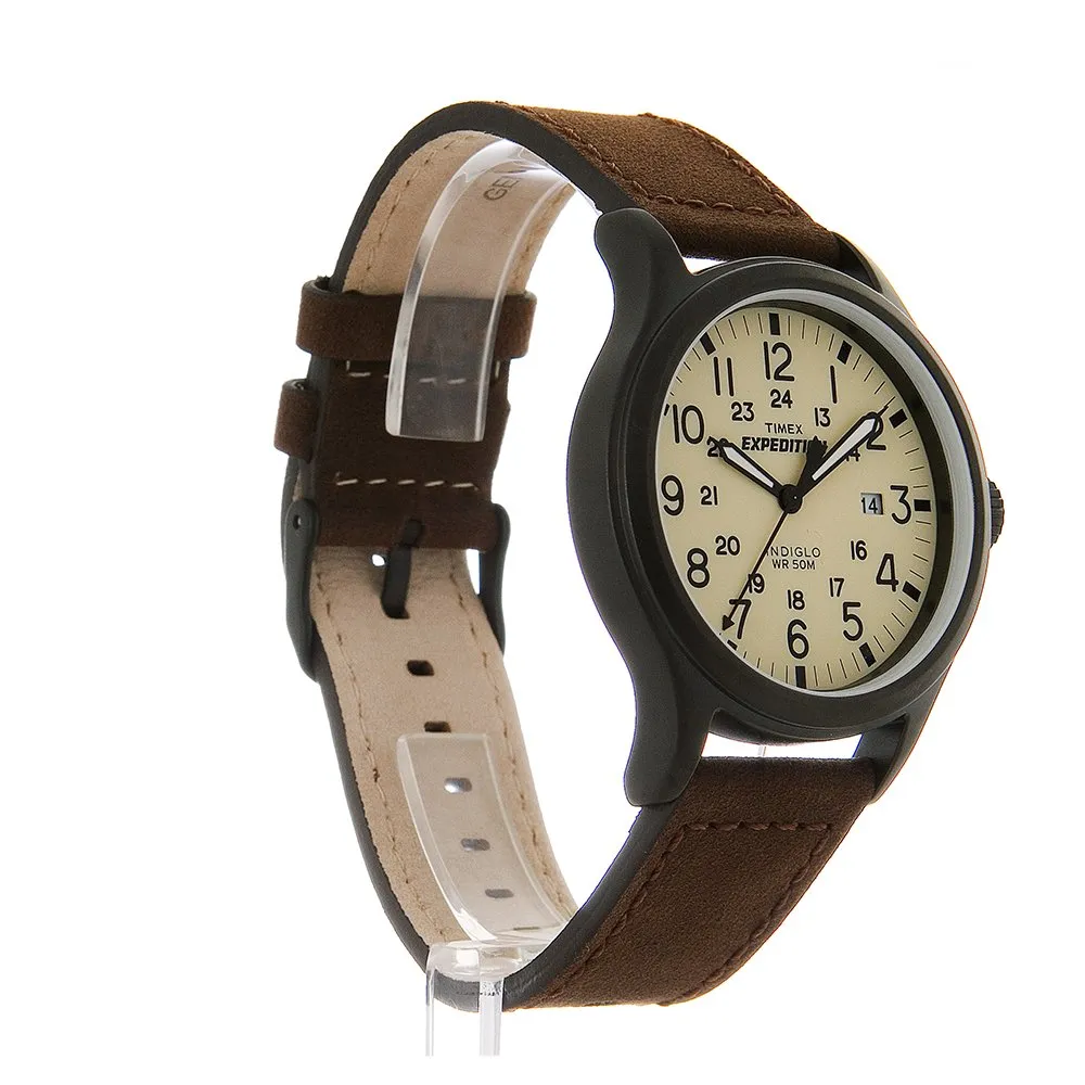 Timex T49963 Orologio da Polso al Quarzo, Analogico, Unisex, Pelle, Beige/Marrone - immagine 3