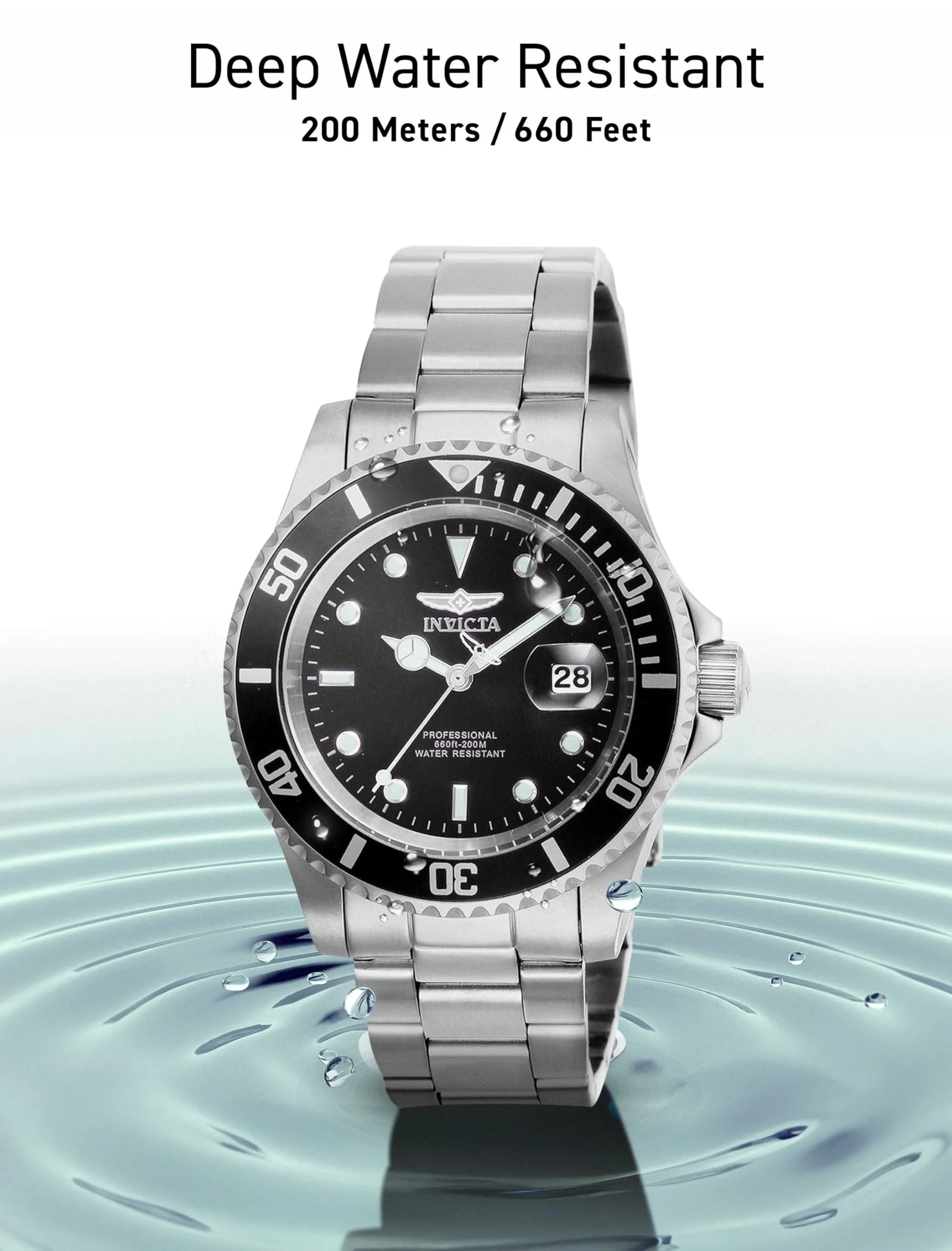 Invicta Pro Diver - Orologio da uomo in acciaio inossidabile con movimento al quarzo - 40 mm, Argento / Nero - immagine 6