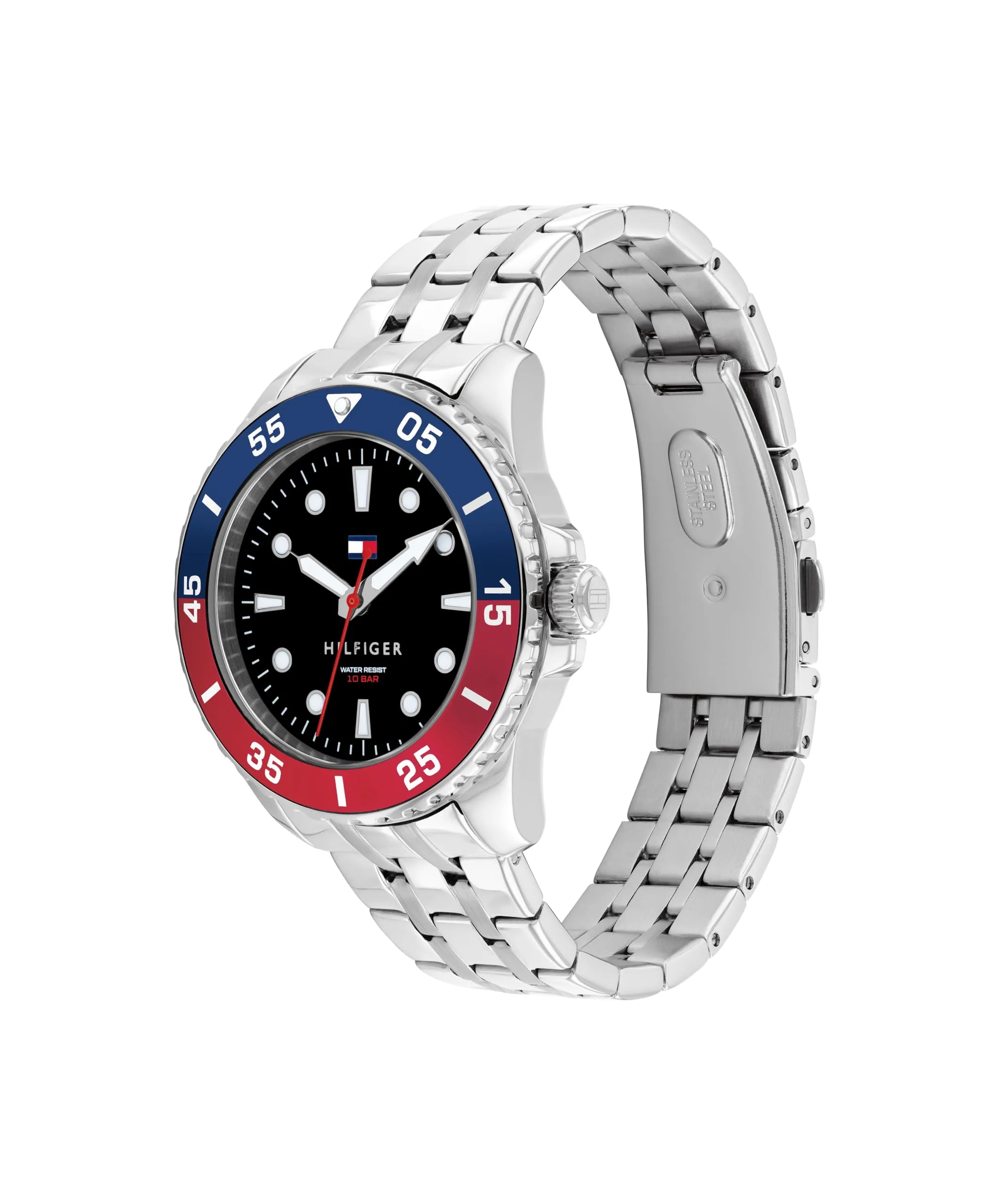 Tommy Hilfiger Orologio con Movimento al Quarzo a Tre Lancette per i Giovani con Cinturino in Acciaio InossidabileArgentato - 1720048, Silver & Black - immagine 2