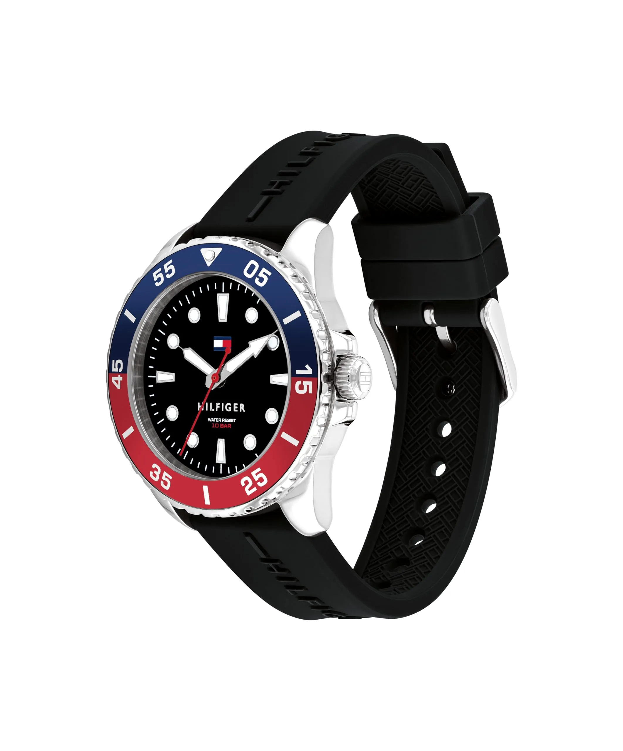 Tommy Hilfiger Orologio con Movimento al Quarzo a Tre Lancette per i Giovani con Cinturino in Silicone Nero - 1720046, Black - immagine 2