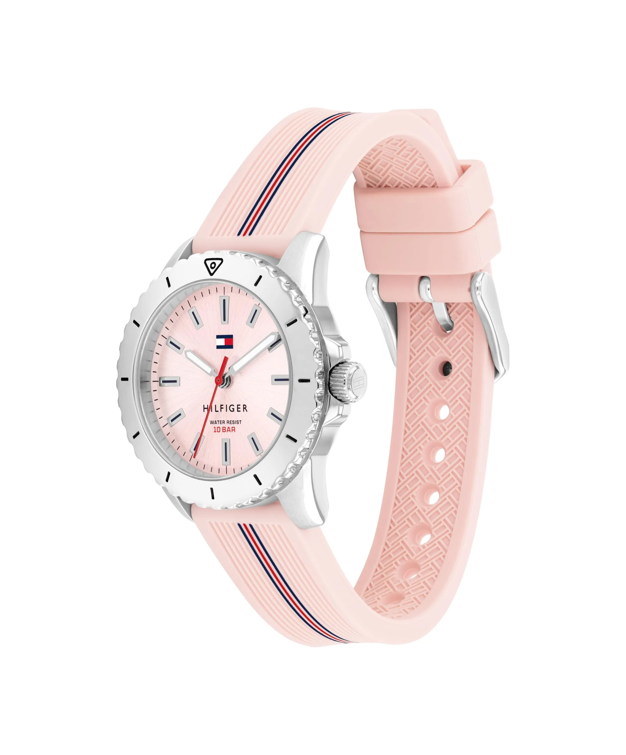 Tommy Hilfiger Orologio con Movimento al Quarzo a Tre Lancette per i Giovani con Cinturino in Silicone Rosa Chiaro - 1720052, Pink - immagine 2