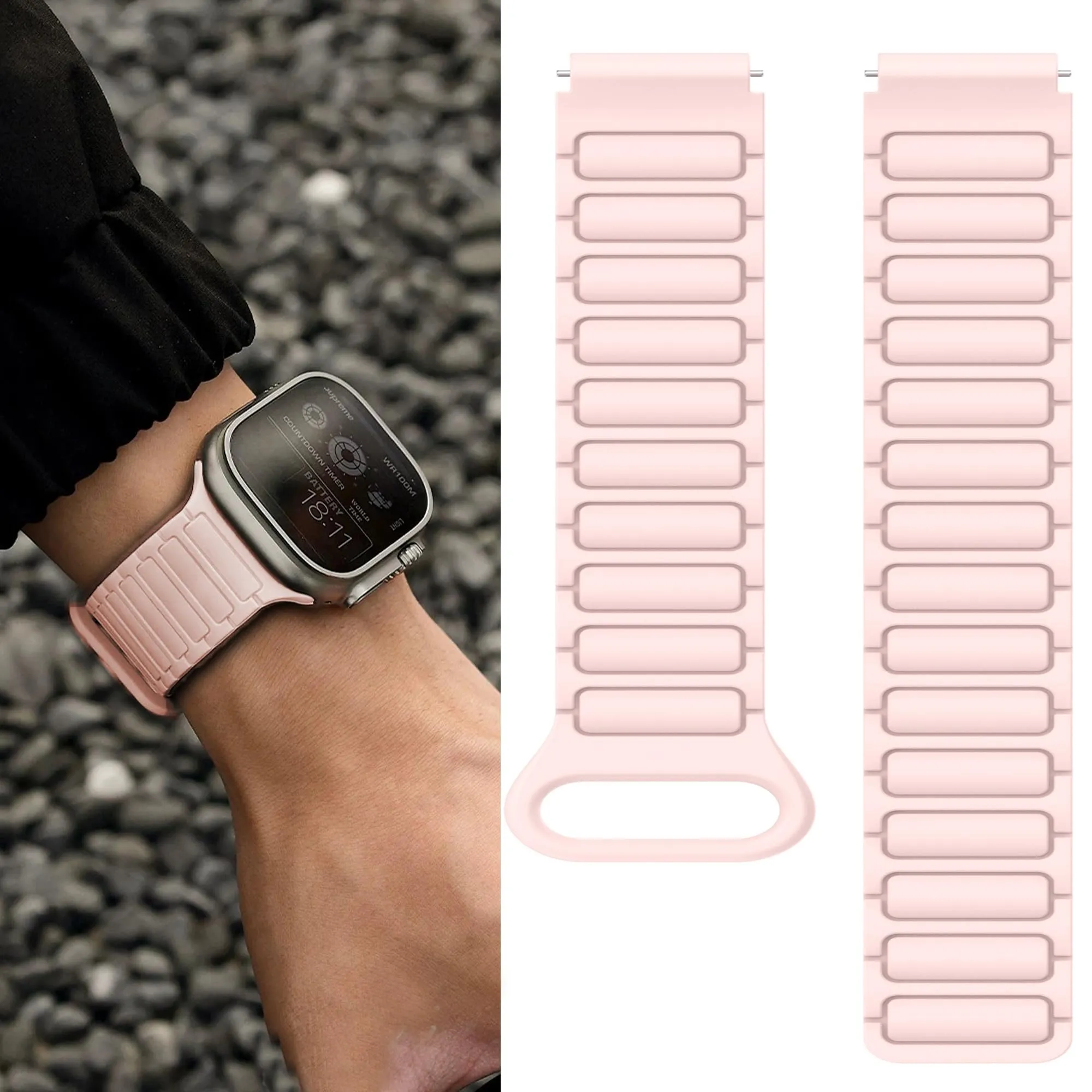 Blueshaweu Cinturino da 18 mm, 20 mm, 22 mm, compatibile con Ice-Watch, serie Ice Smart, morbido silicone, completamente magnetico, regolabile, compatibile con Smart Serie, 22mm, Silicone, Nessuna - immagine 9