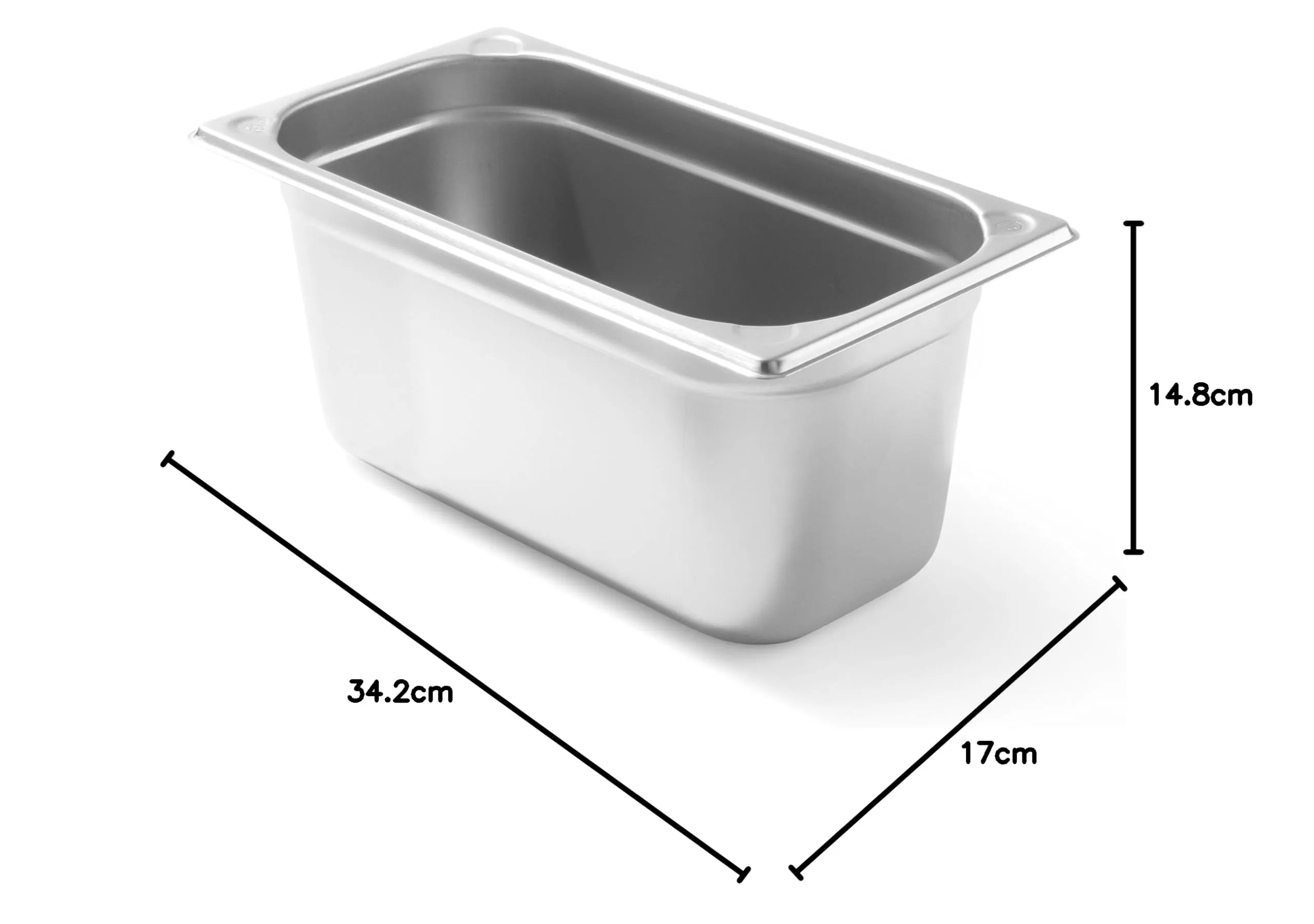 HENDI Contenitore Gastronorm GN 1/3, Kitchen Line, resistenza termica -40 °C a 250 °C, adatto a forno e bagnomaria, 5,7L, 325x176x(H) 150mm, acciaio inox - immagine 4