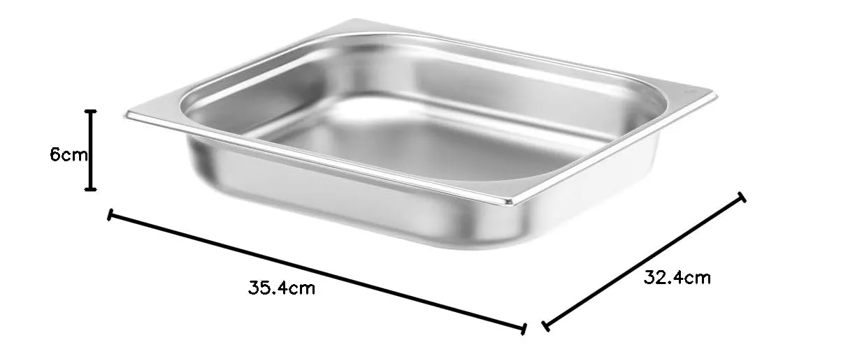 HENDI Contenitore Gastronorm GN 2/3, Budget Line, resistenza termica -40 °C a 250 °C, per forno e bagnomaria, 5,5L, 354x325x(H) 65mm, acciaio inox - immagine 4