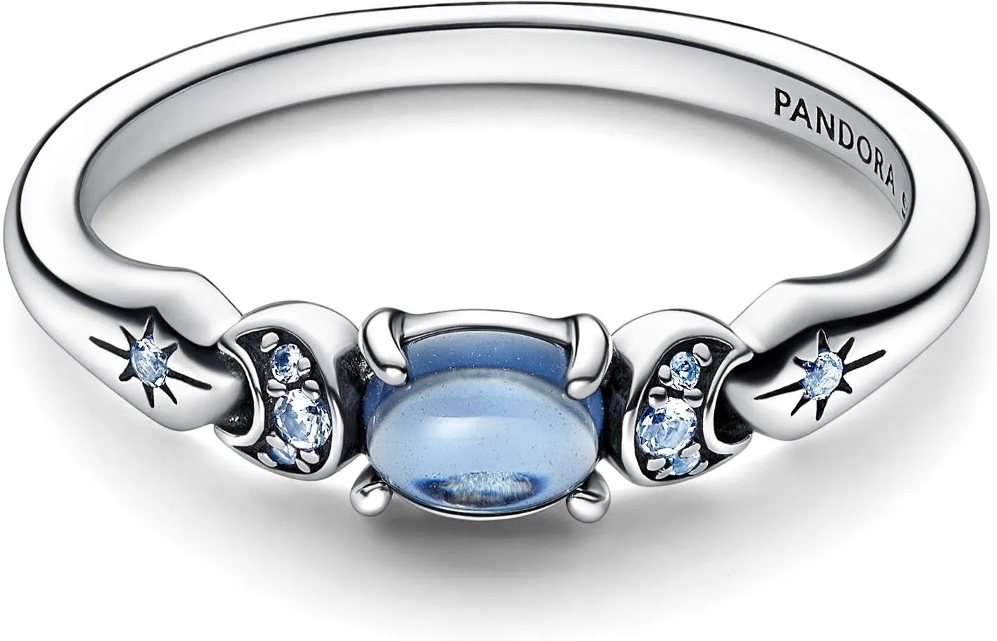 PANDORA Disney Anello con Aladin e Jasmine in argento Sterling con cristallo blu ghiaccio e cristallo blu chiaro di luna, 60 - immagine 3