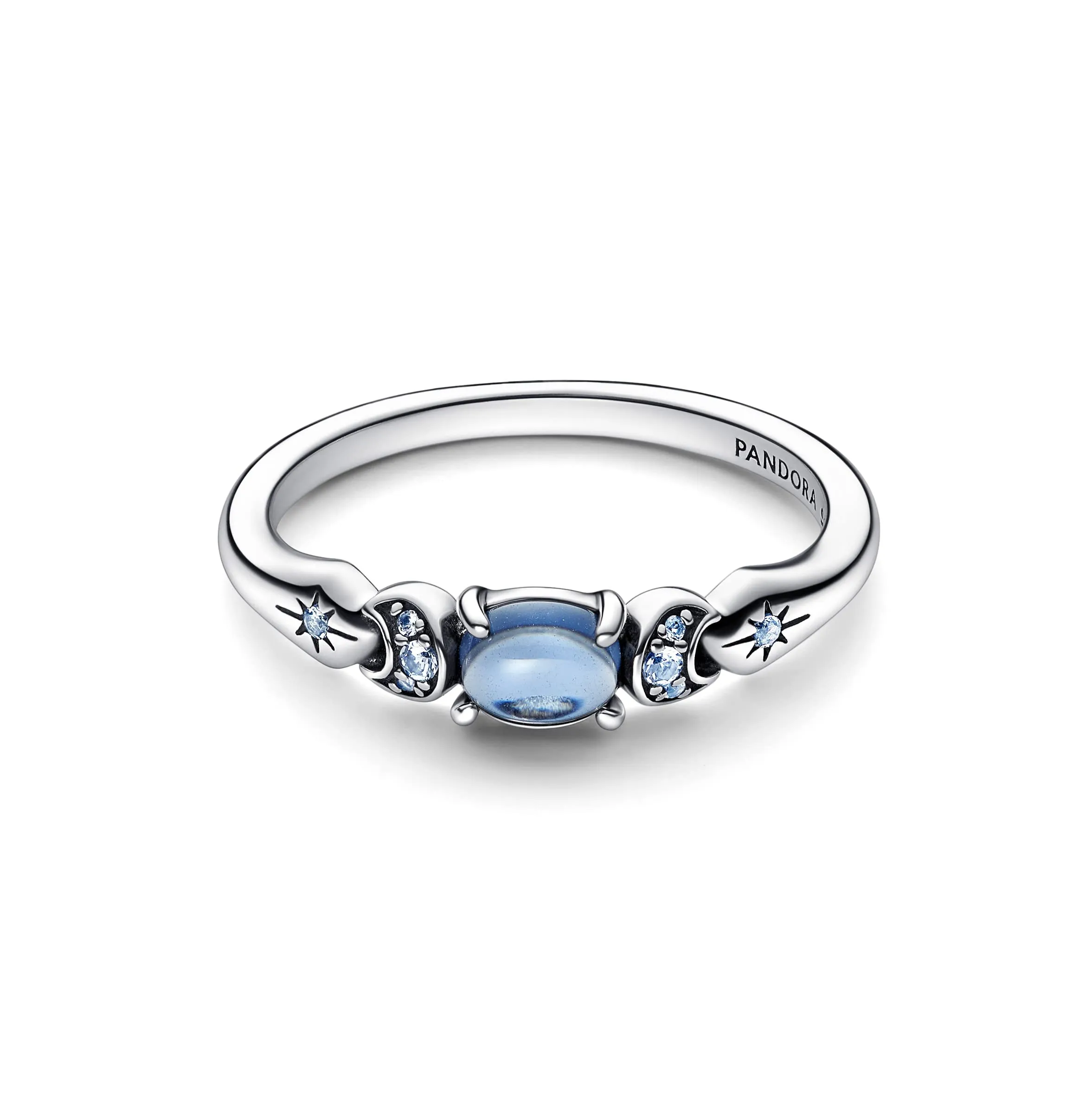 PANDORA Disney Anello con Aladin e Jasmine in argento Sterling con cristallo blu ghiaccio e cristallo blu chiaro di luna, 58 - immagine 2