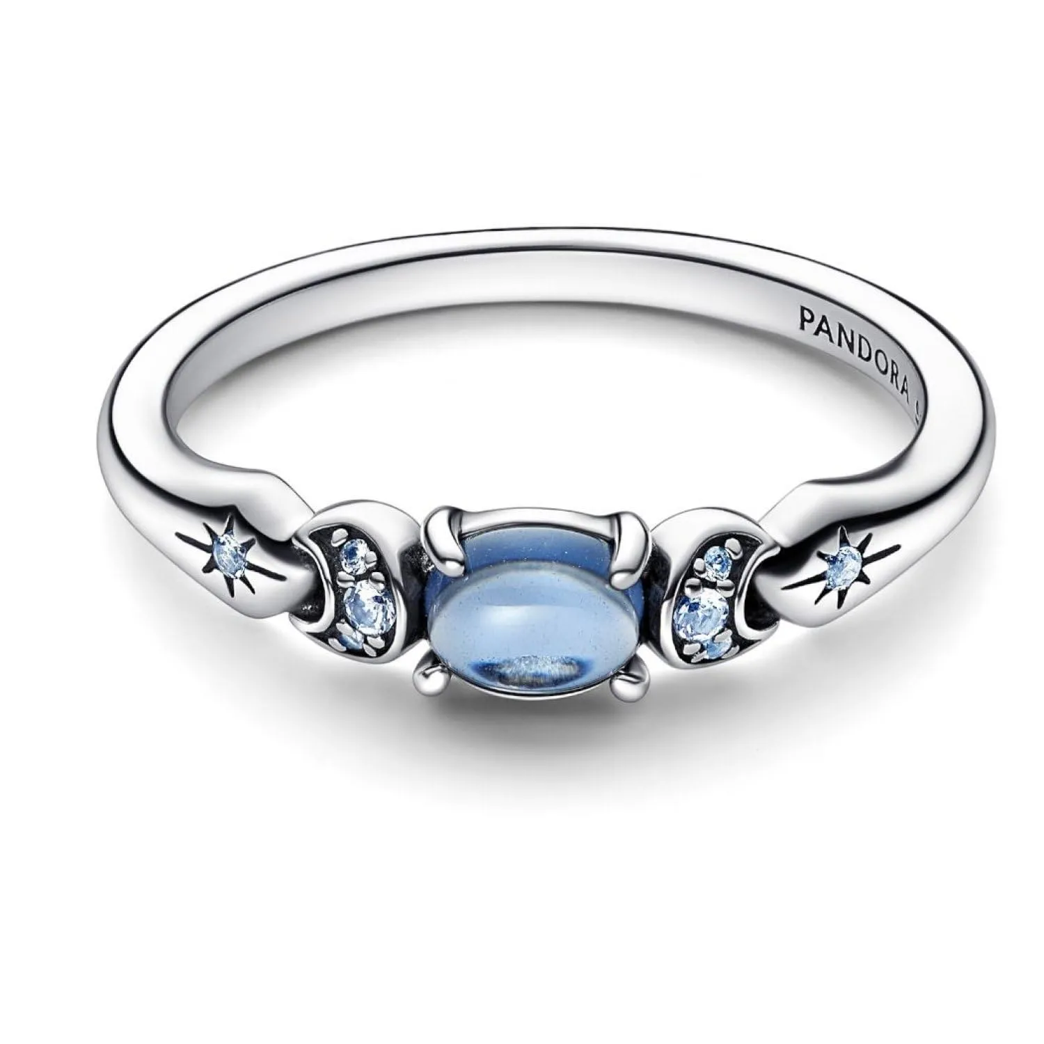 PANDORA Disney Anello con Aladin e Jasmine in argento Sterling con cristallo blu ghiaccio e cristallo blu chiaro di luna, 50 - immagine 2