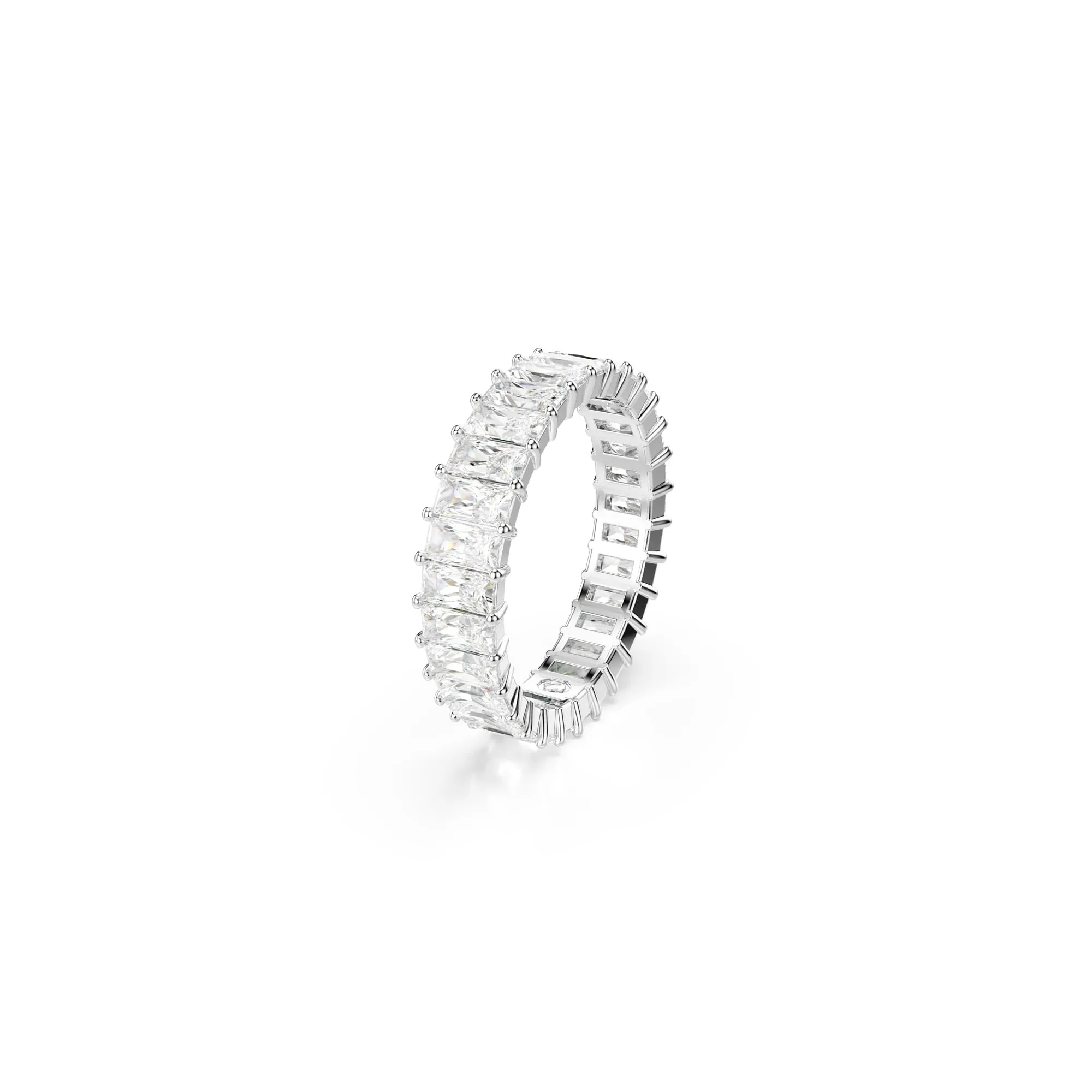 Swarovski Anello Matrix, Taglio baguette, Bianco, Placcato rodio - immagine 2