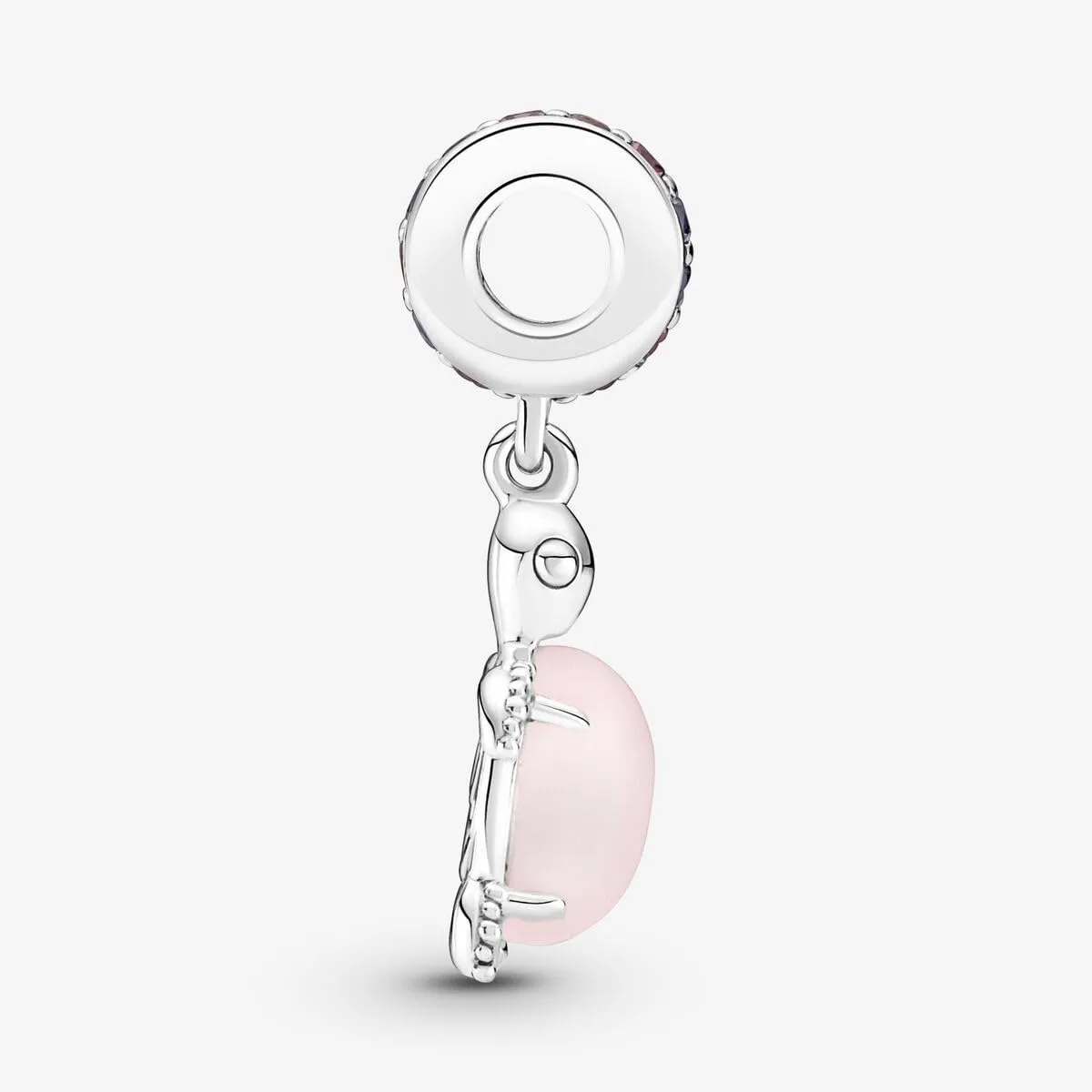 PANDORA Pendente a forma di tartaruga marina Moments in argento Sterling con vetro di Murano rosa dicroico satinato, cristallo viola regale e cristallo rosa phlox - immagine 7