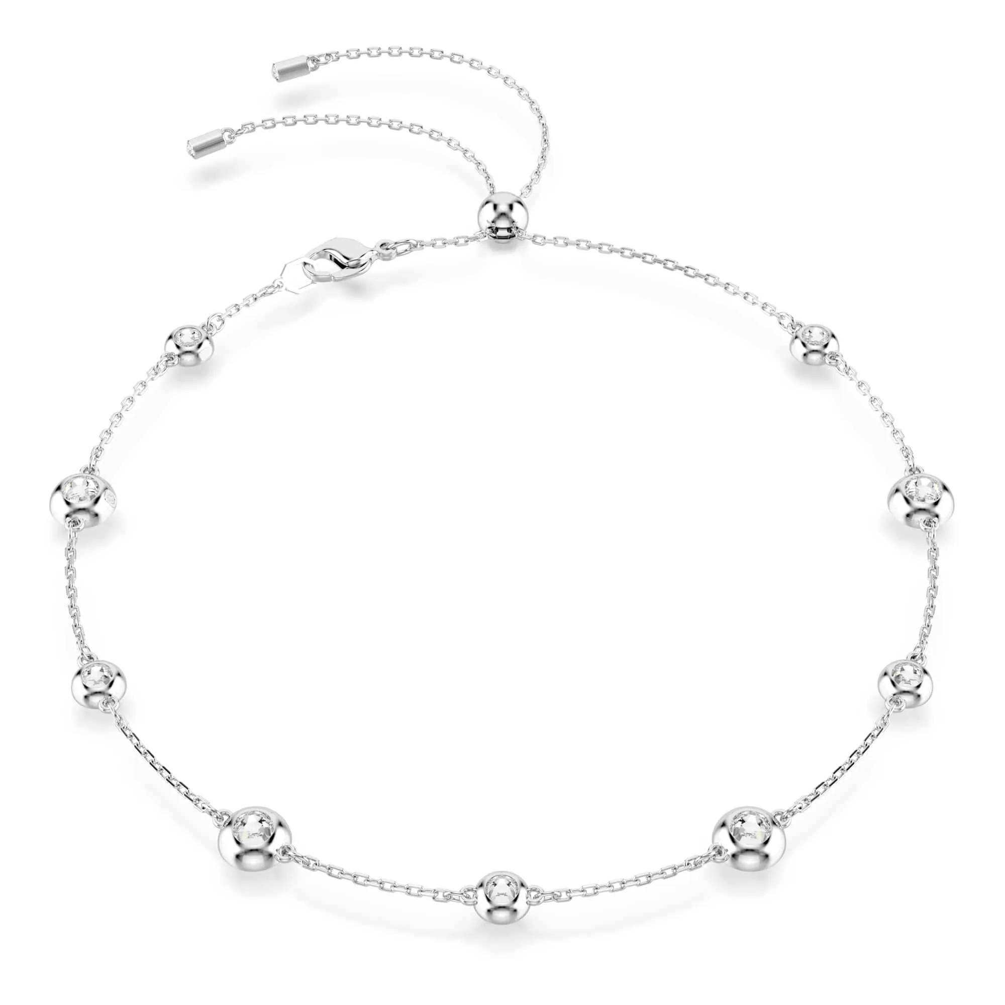 Swarovski Una Angelic Collana, Gioiello con Cristalli, Pietre Preziose a Taglio Round, Motivo Double Face, Chiusura a Scorrimento, Placcatura in Tonalità Rodio, 30-44 cm, 0,6 x 0,8 cm - immagine 2