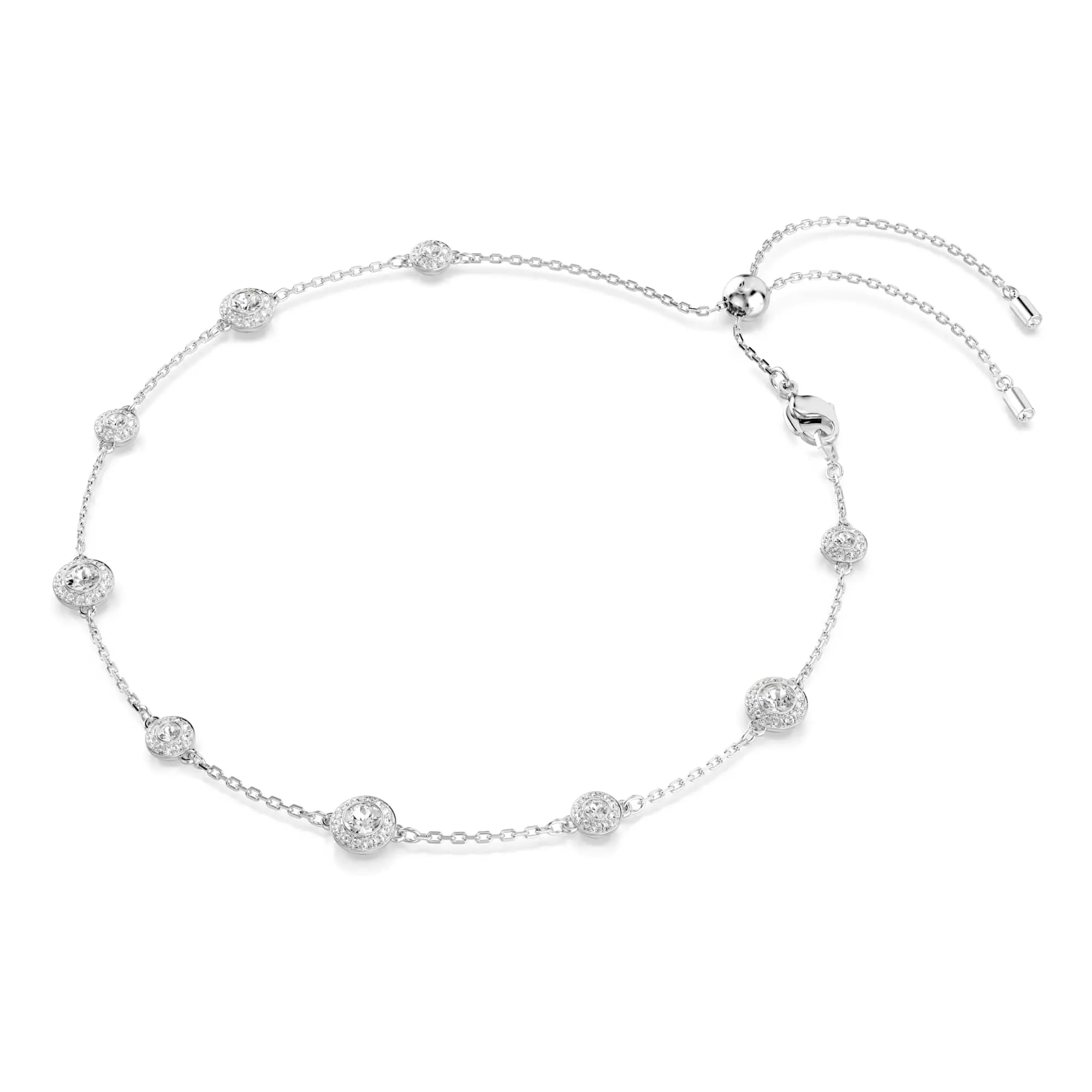 Swarovski Una Angelic Collana, Gioiello con Cristalli, Pietre Preziose a Taglio Round, Motivo Double Face, Chiusura a Scorrimento, Placcatura in Tonalità Rodio, 30-44 cm, 0,6 x 0,8 cm - immagine 3