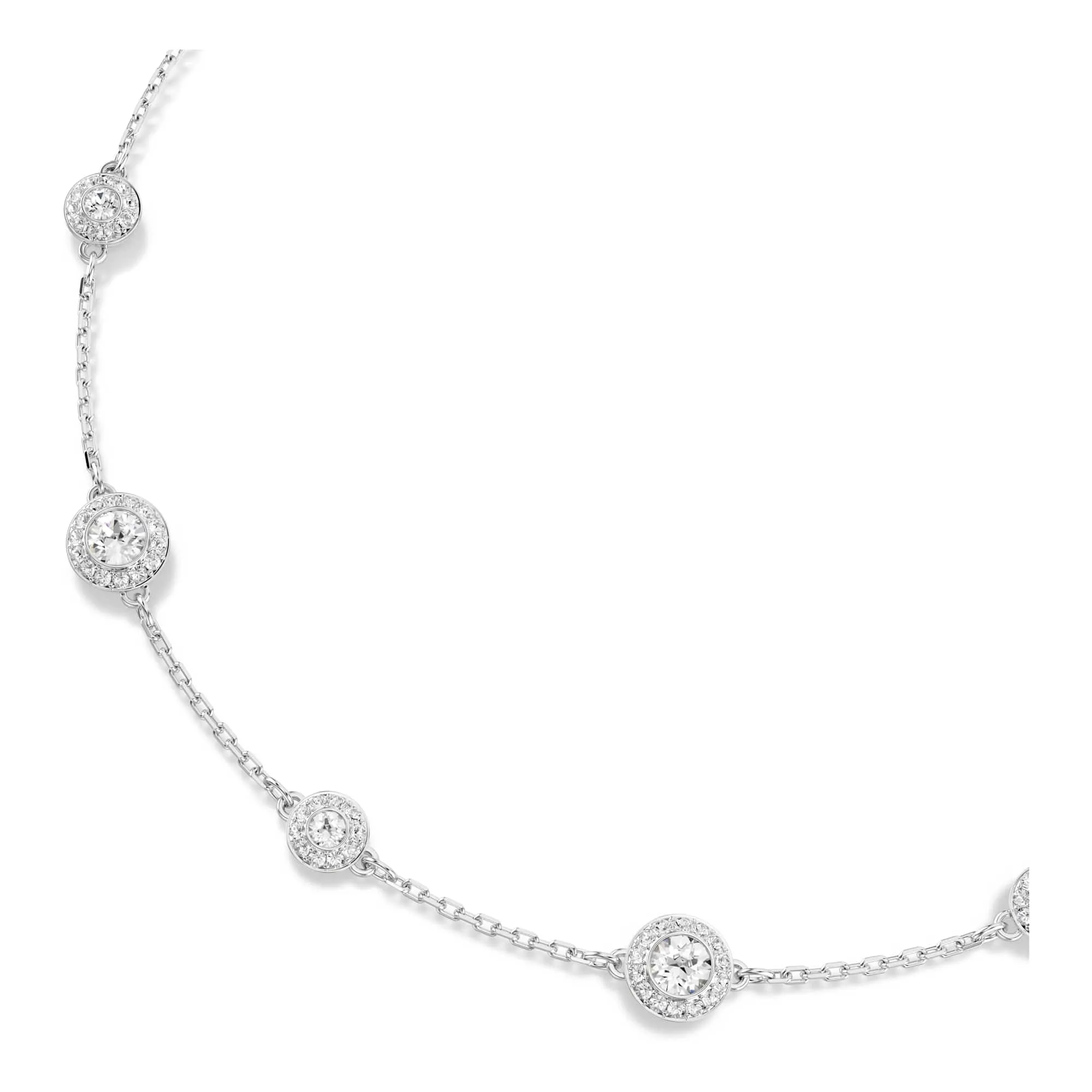 Swarovski Una Angelic Collana, Gioiello con Cristalli, Pietre Preziose a Taglio Round, Motivo Double Face, Chiusura a Scorrimento, Placcatura in Tonalità Rodio, 30-44 cm, 0,6 x 0,8 cm - immagine 5