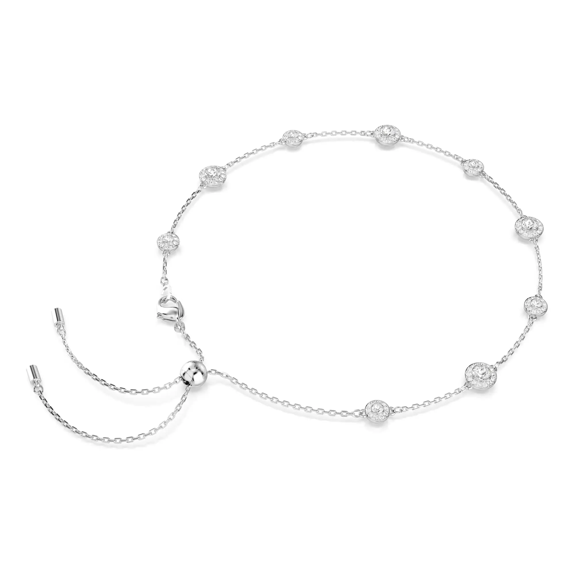 Swarovski Una Angelic Collana, Gioiello con Cristalli, Pietre Preziose a Taglio Round, Motivo Double Face, Chiusura a Scorrimento, Placcatura in Tonalità Rodio, 30-44 cm, 0,6 x 0,8 cm - immagine 7