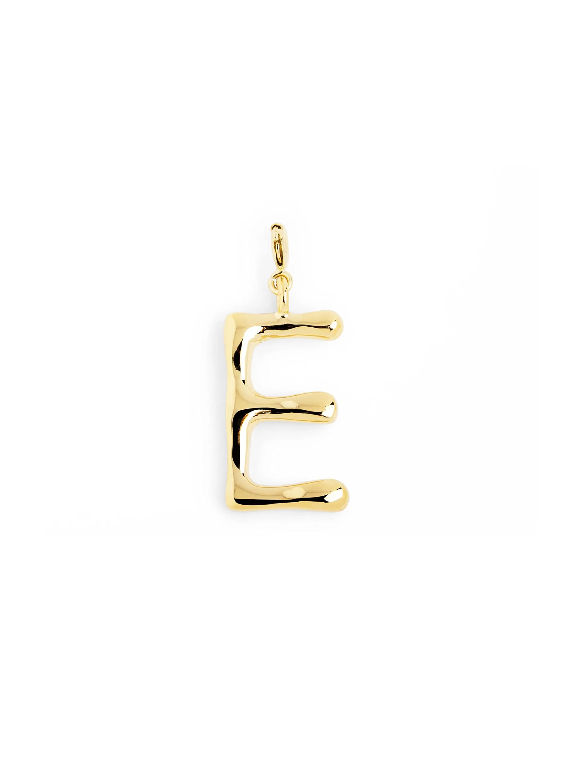 SINGULARU - Charm Letter XL. Pendente Iniziale in Ottone con Finitura Placcata Oro 18Kt. Combinabile con Collana. Gioielli da Donna. Lettera E - immagine 1