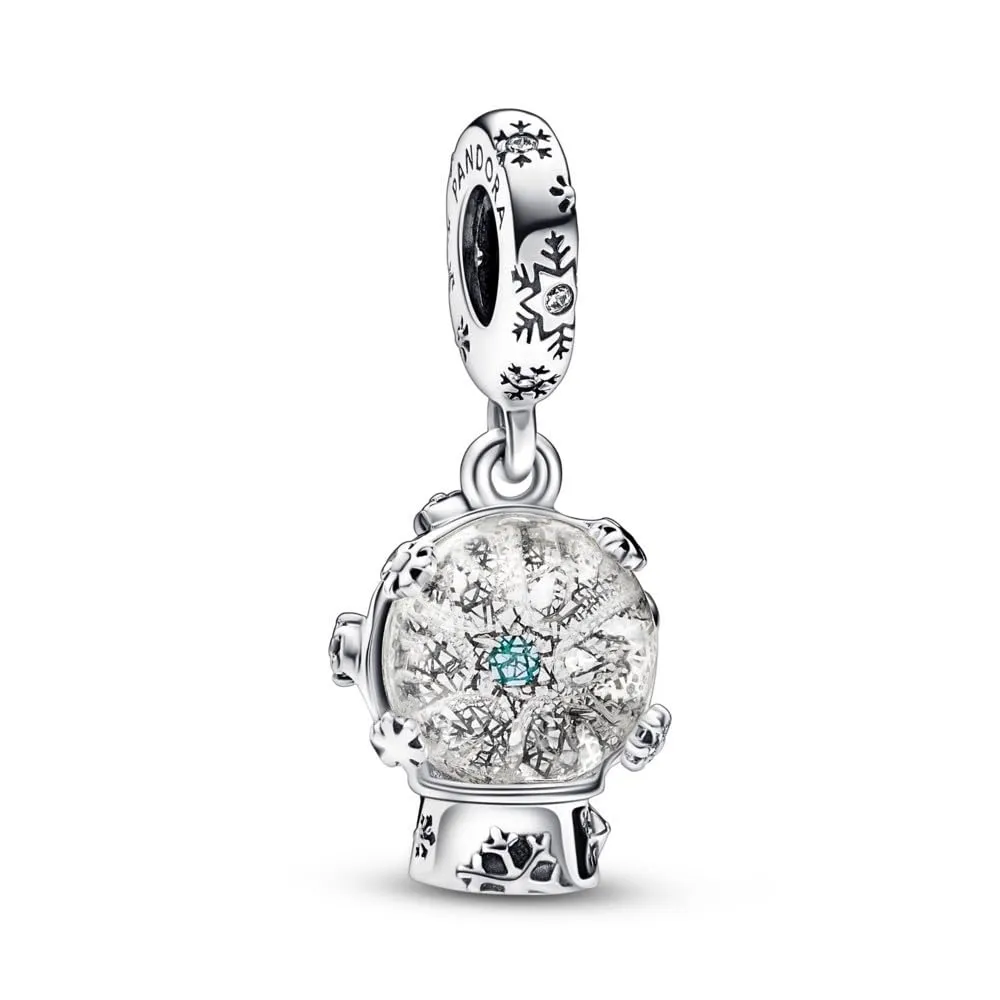 PANDORA Pendente Moments con palla di neve in argento Sterling con zirconi cubici trasparenti e verde acqua e vetro di Murano con glitter trasparenti - immagine 2