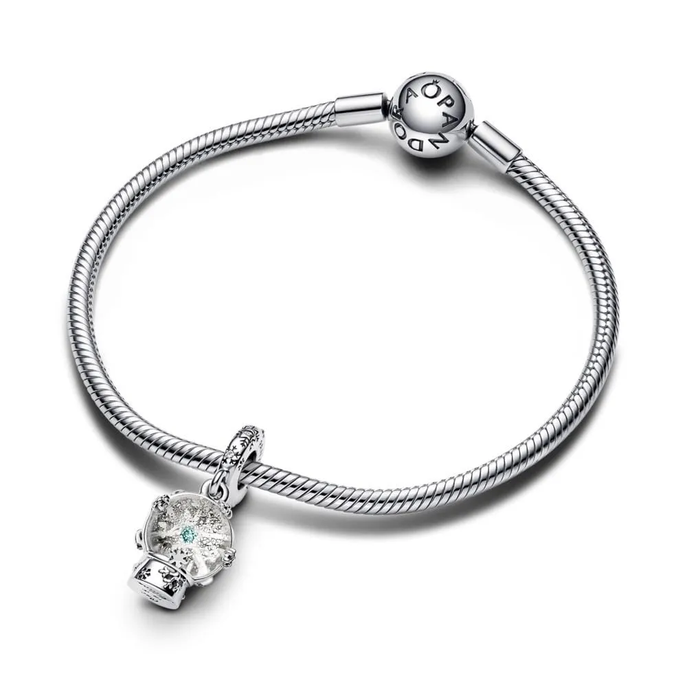 PANDORA Pendente Moments con palla di neve in argento Sterling con zirconi cubici trasparenti e verde acqua e vetro di Murano con glitter trasparenti - immagine 7