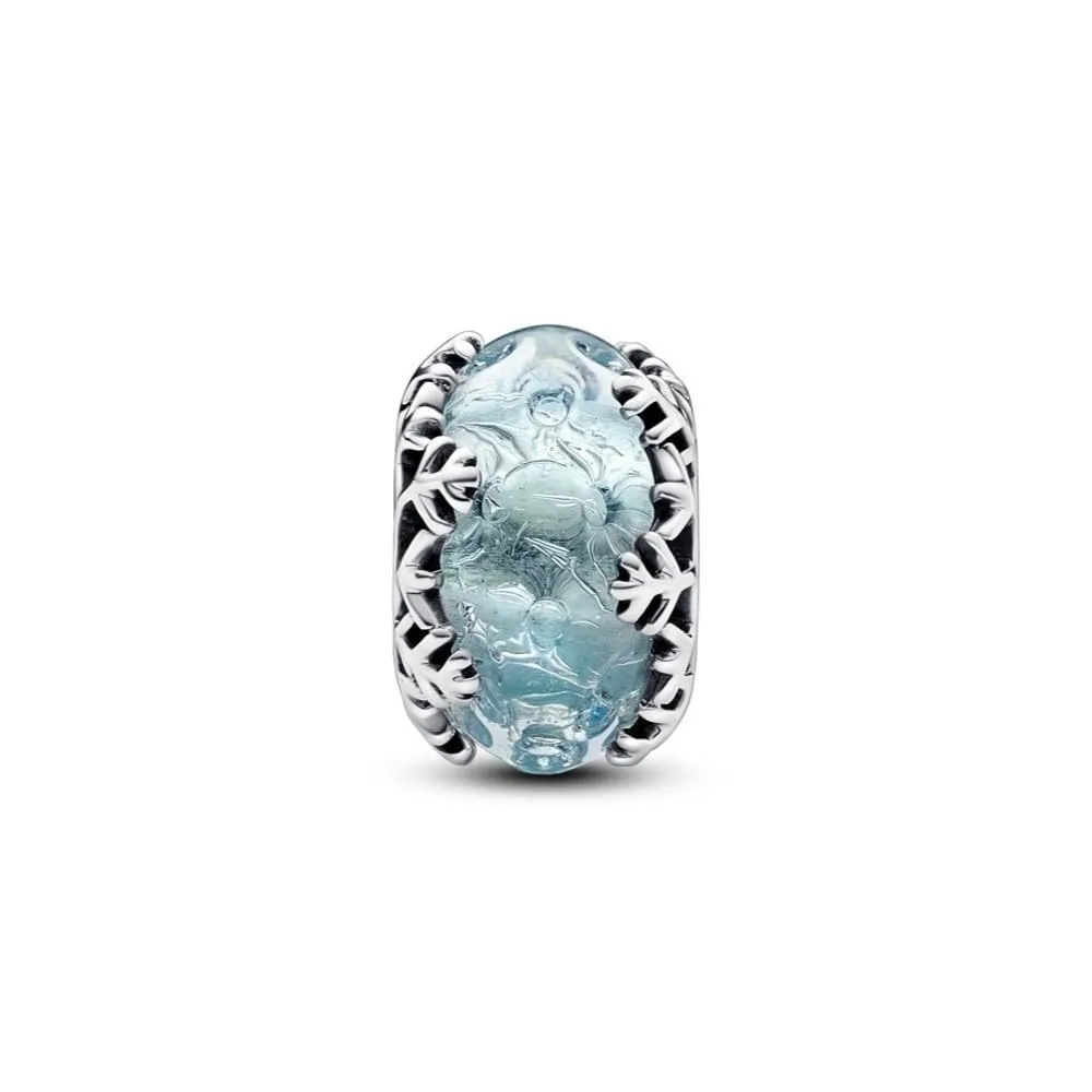 PANDORA Ciondolo Moments in argento Sterling con fiocco di neve e vetro di Murano blu ghiacciato - immagine 5