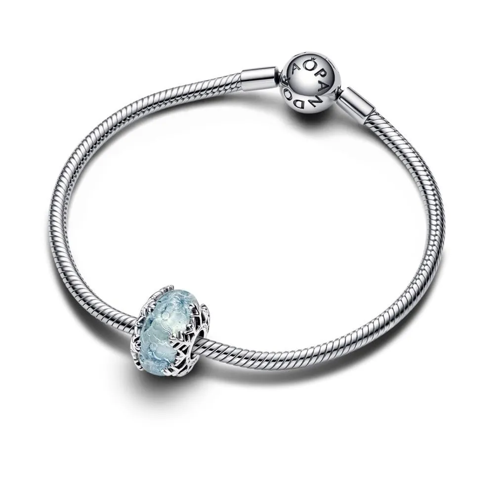 PANDORA Ciondolo Moments in argento Sterling con fiocco di neve e vetro di Murano blu ghiacciato - immagine 6