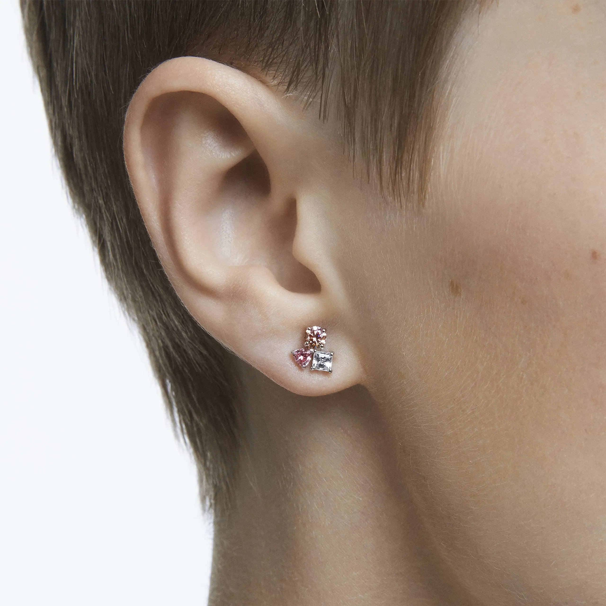 Swarovski Orecchini a lobo Mesmera, Taglio misto, Rosa, Placcato rodio - immagine 3